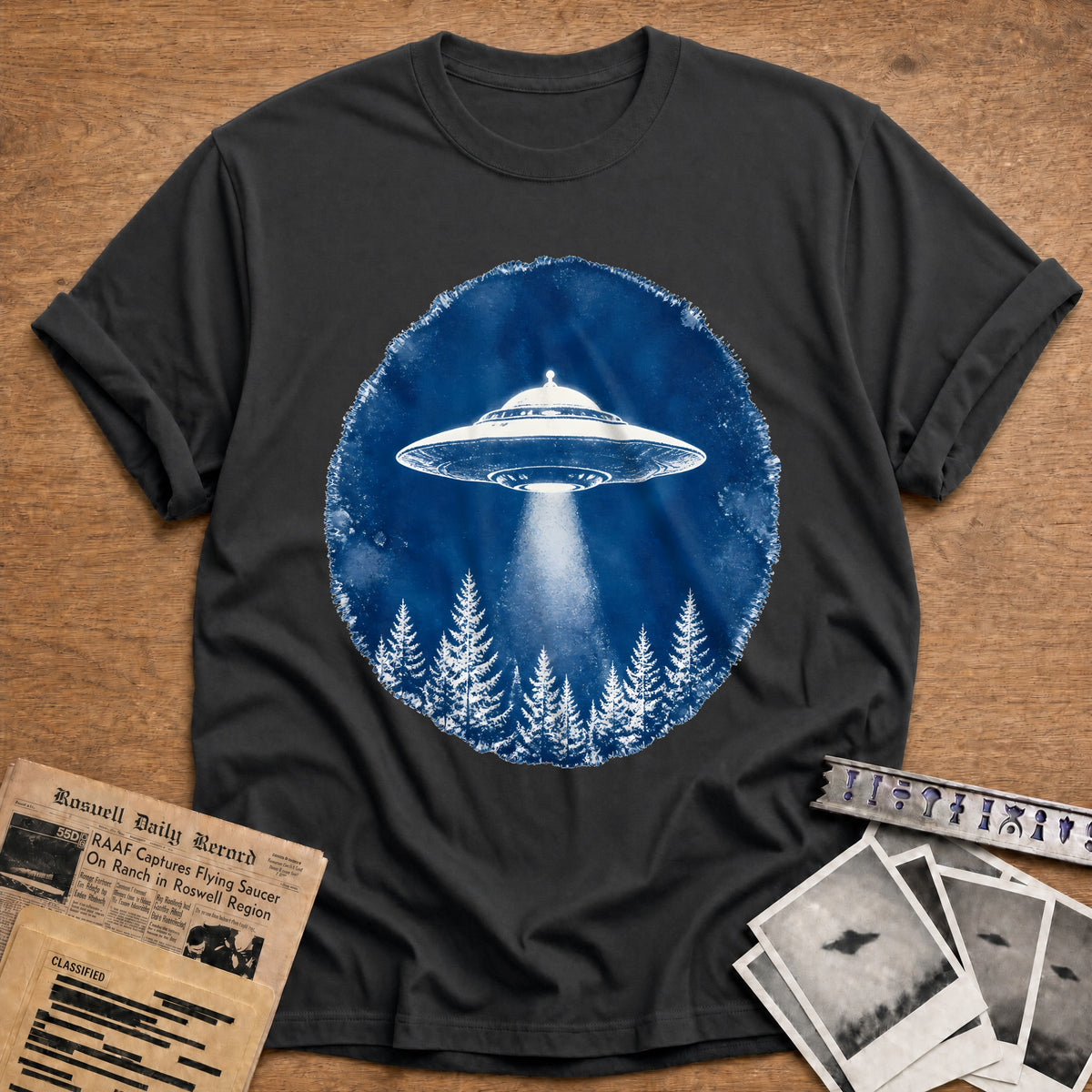 Cyanotype UFO 13 T-Shirt - Charcoal
