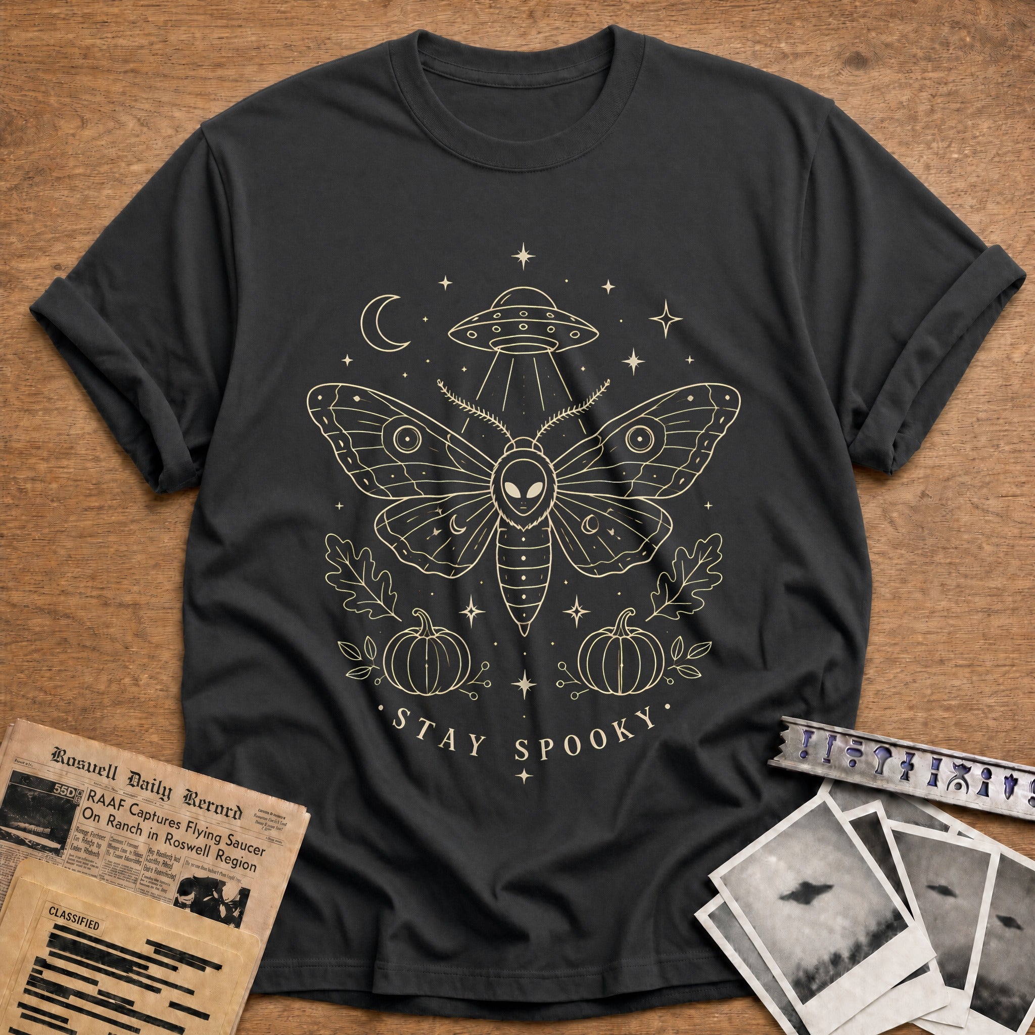 Deaths Head Moth Alien 76 - Charcoal