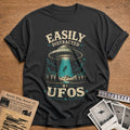 Easily Distracted Ufos 24 T-Shirt - Charcoal