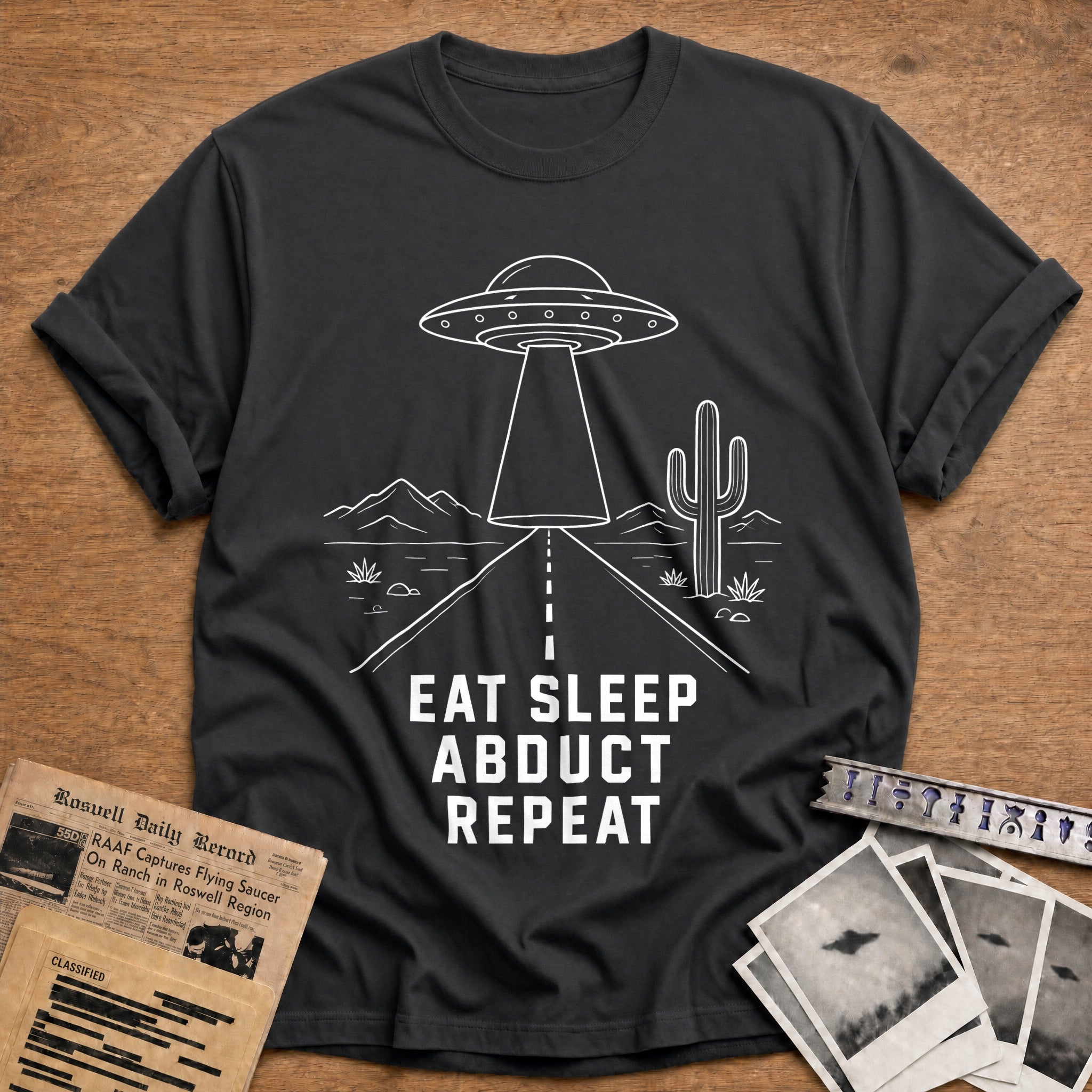 Eat Sleep Abduct Repeat 69 T-Shirt - Charcoal