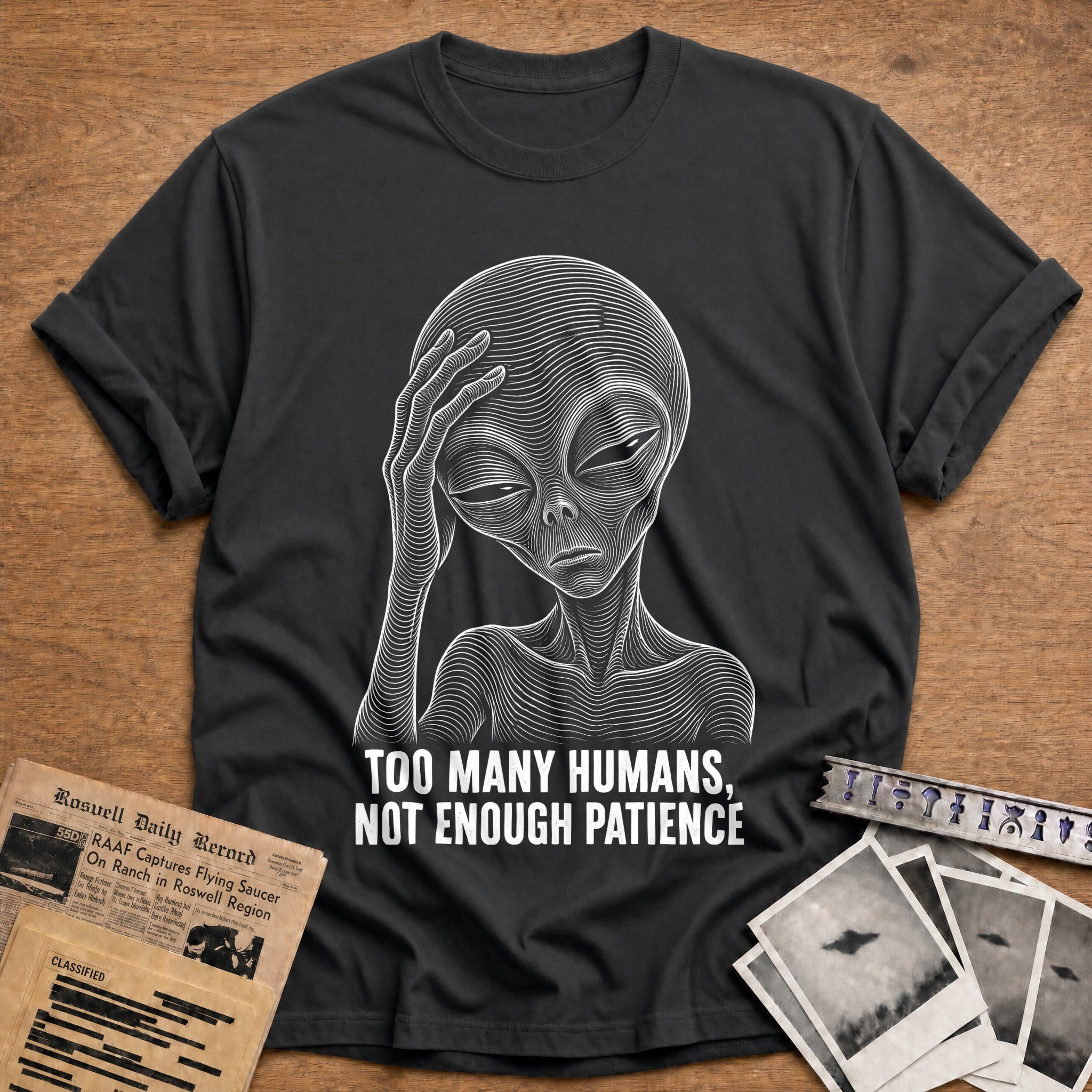 First Contact Portrait T-Shirt - Charcoal