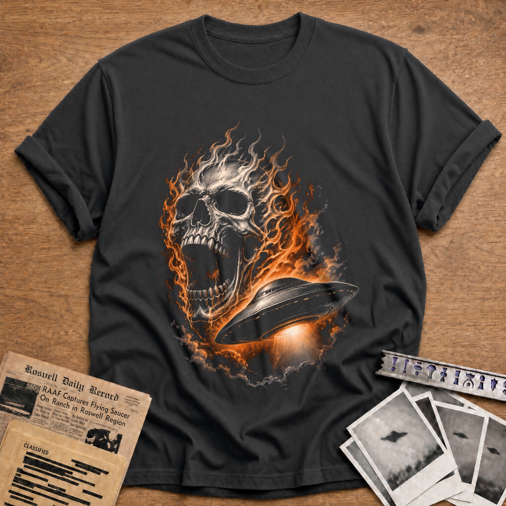 Flaming Skull Ufo 21 - Charcoal