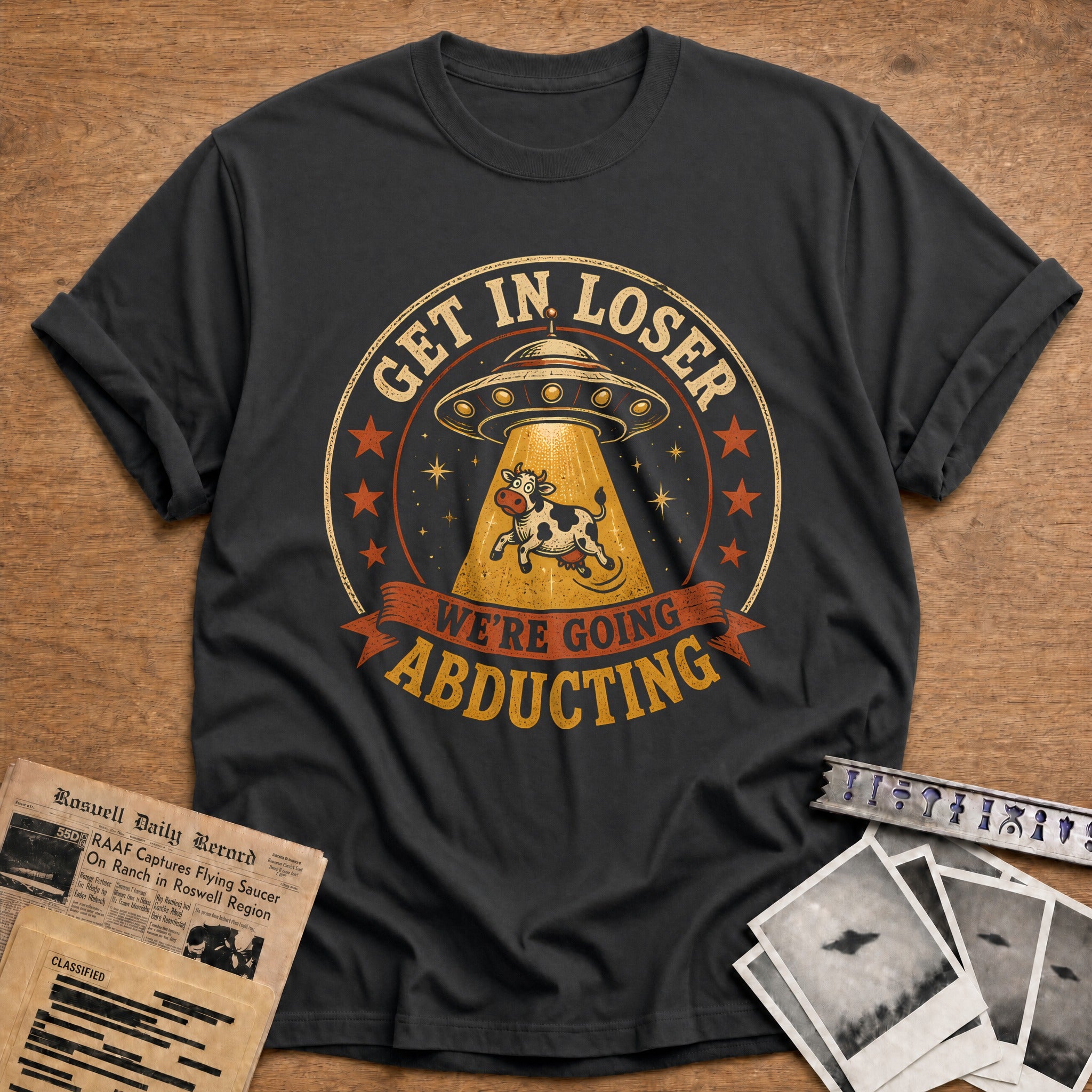 Get In Loser Abducting 59 T-Shirt - Charcoal