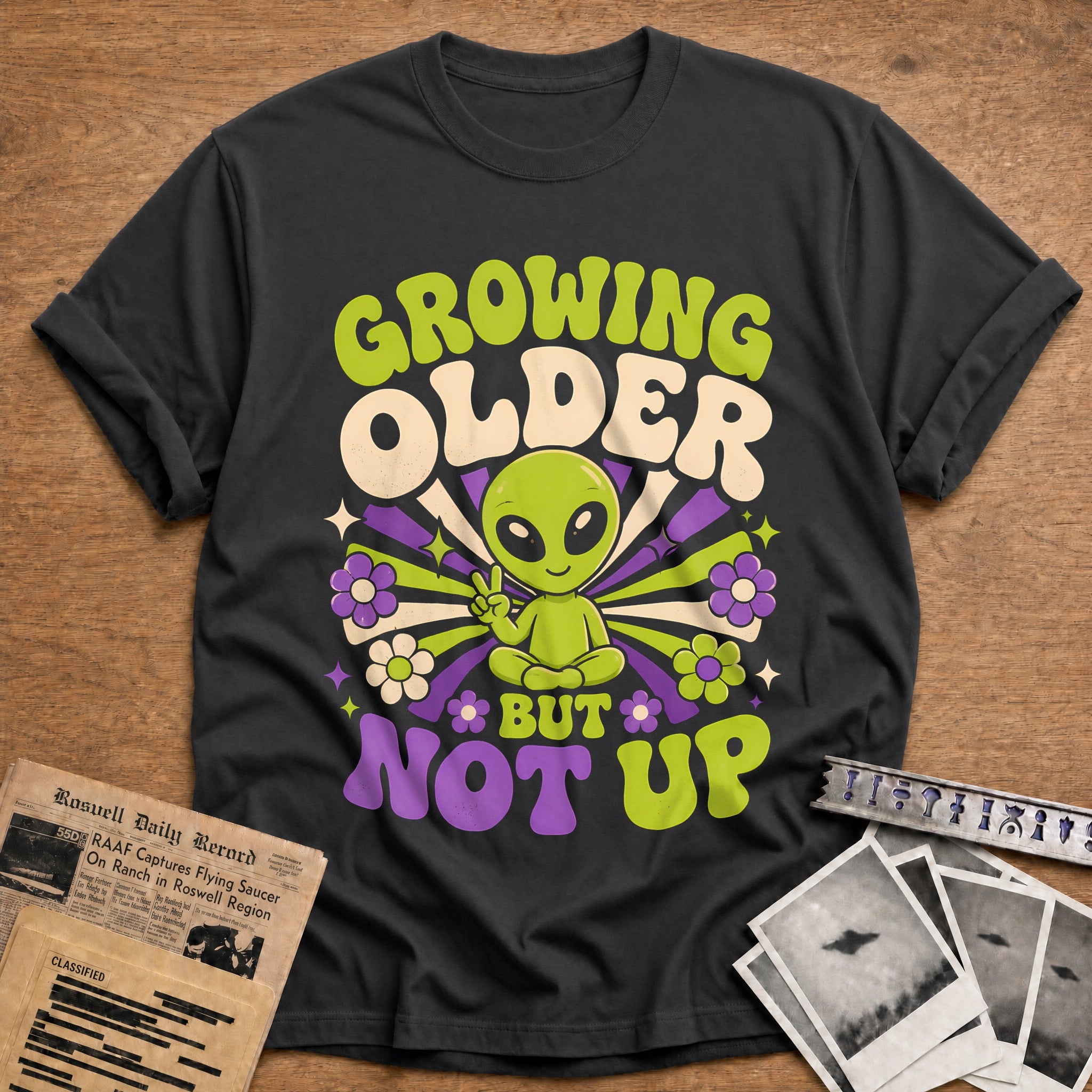 Growing Older Groovy 36 T-Shirt - Charcoal