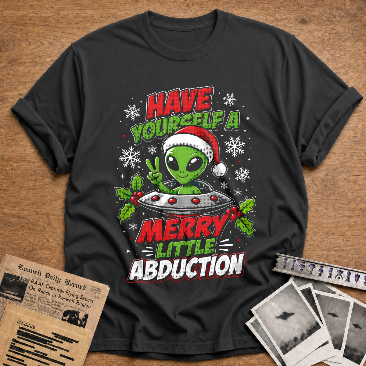 Have Yourself A Merry Little Abduction 28 T-Shirt - Charcoal