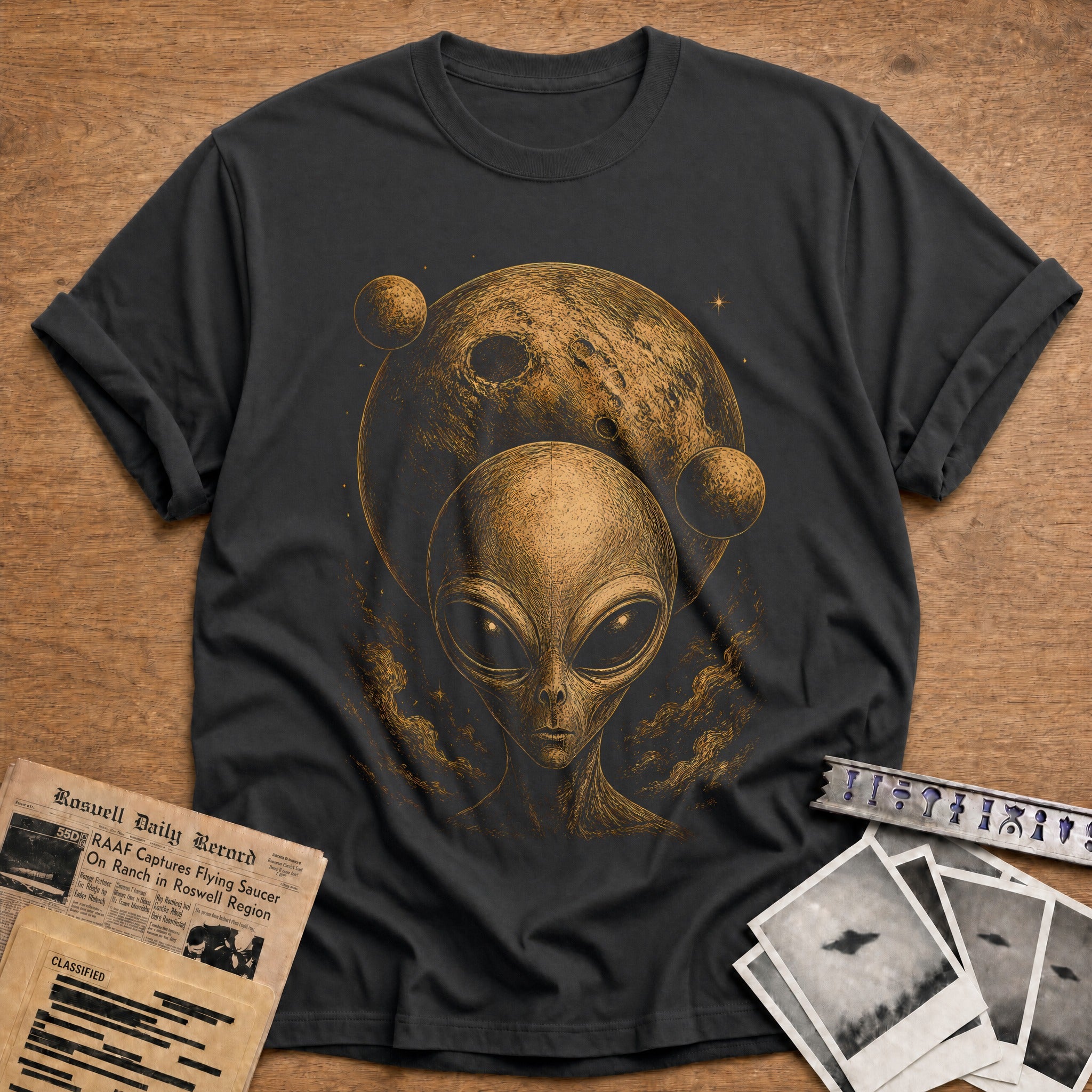 Head Cratered Planet 69 T-Shirt - Charcoal