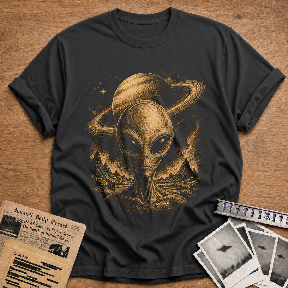 Head Ringed Planet 51 T-Shirt - Charcoal