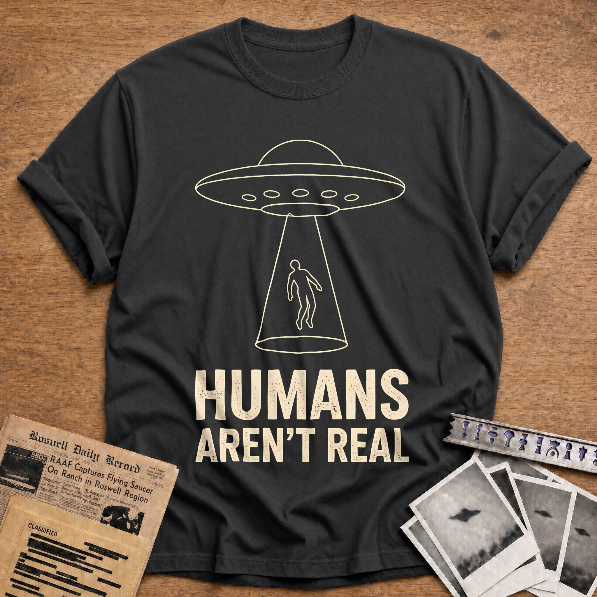 Humans Arent Real 14 T-Shirt - Charcoal