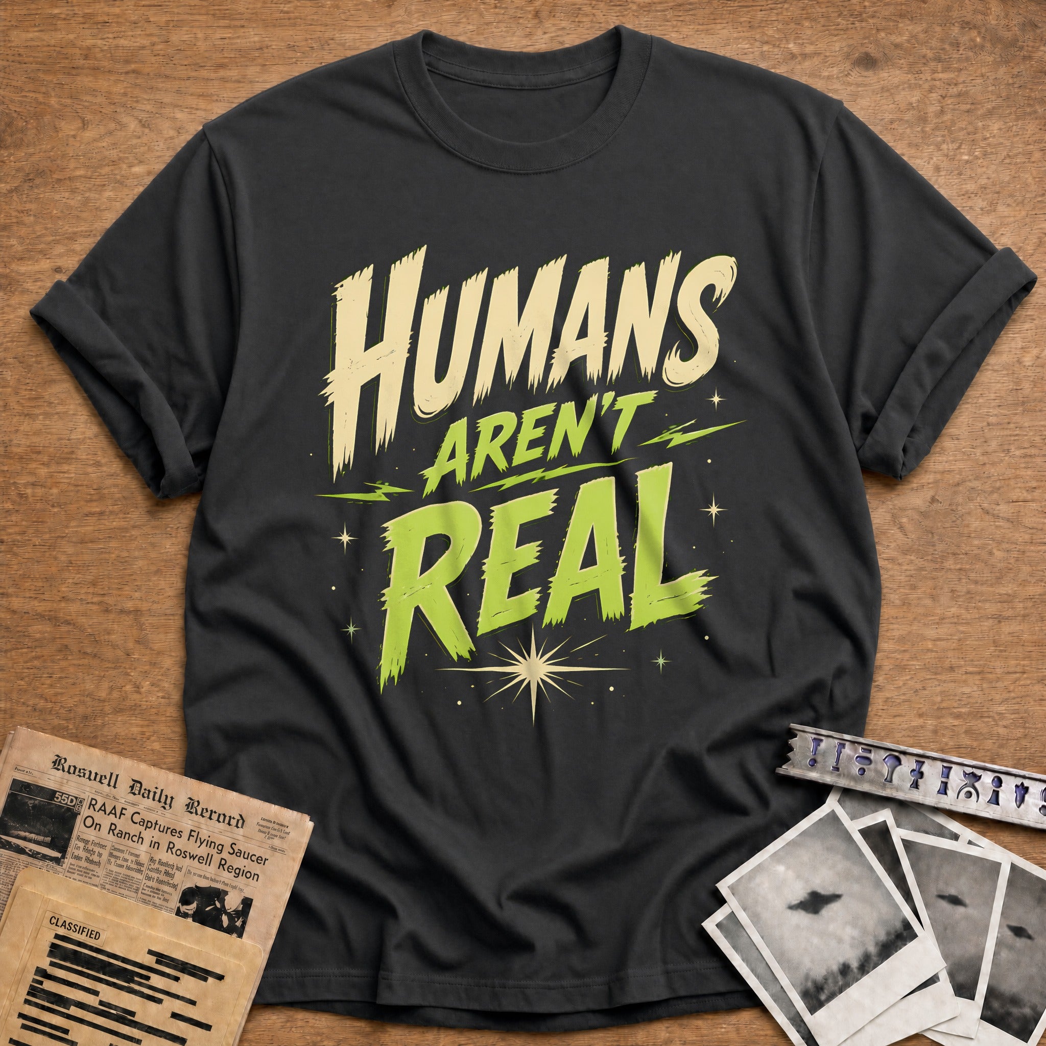 Humans Arent Real 20 T-Shirt - Charcoal