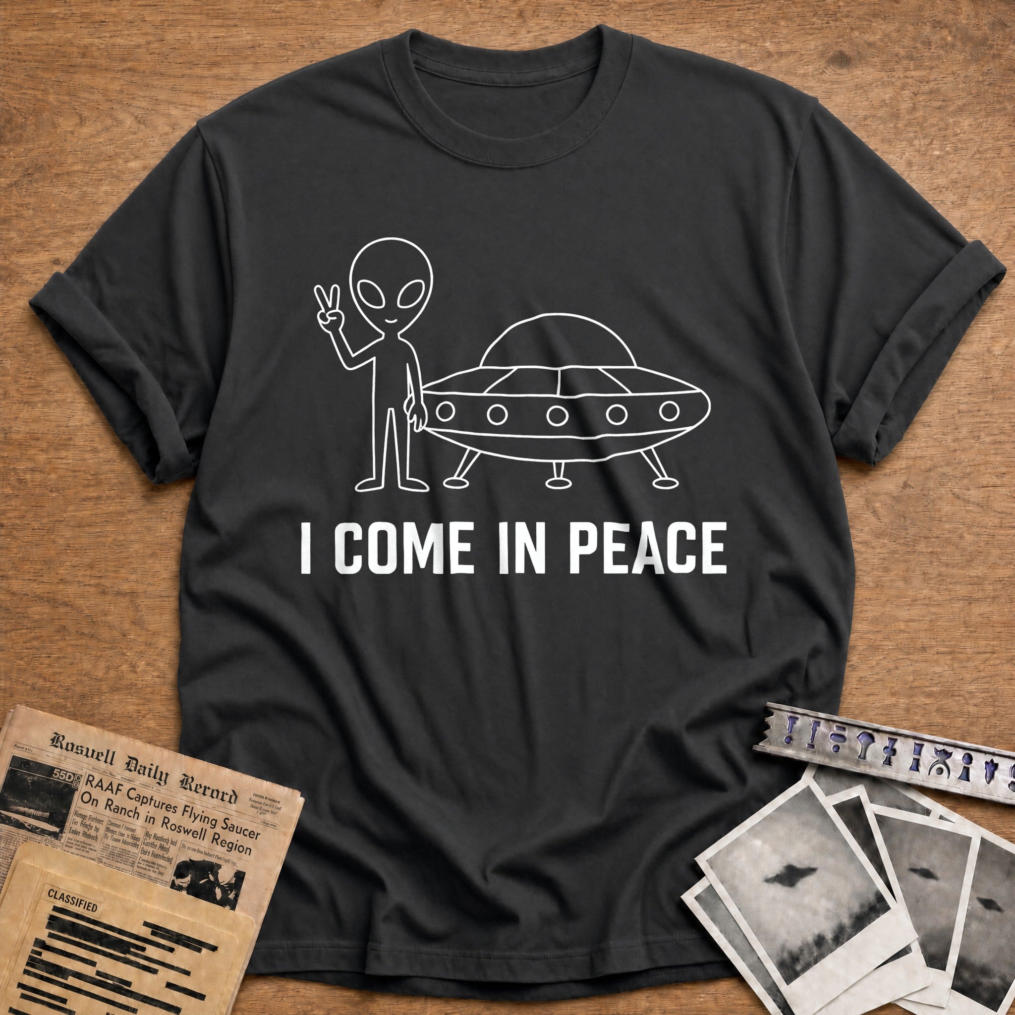 I Come In Peace 52 T-Shirt - Charcoal