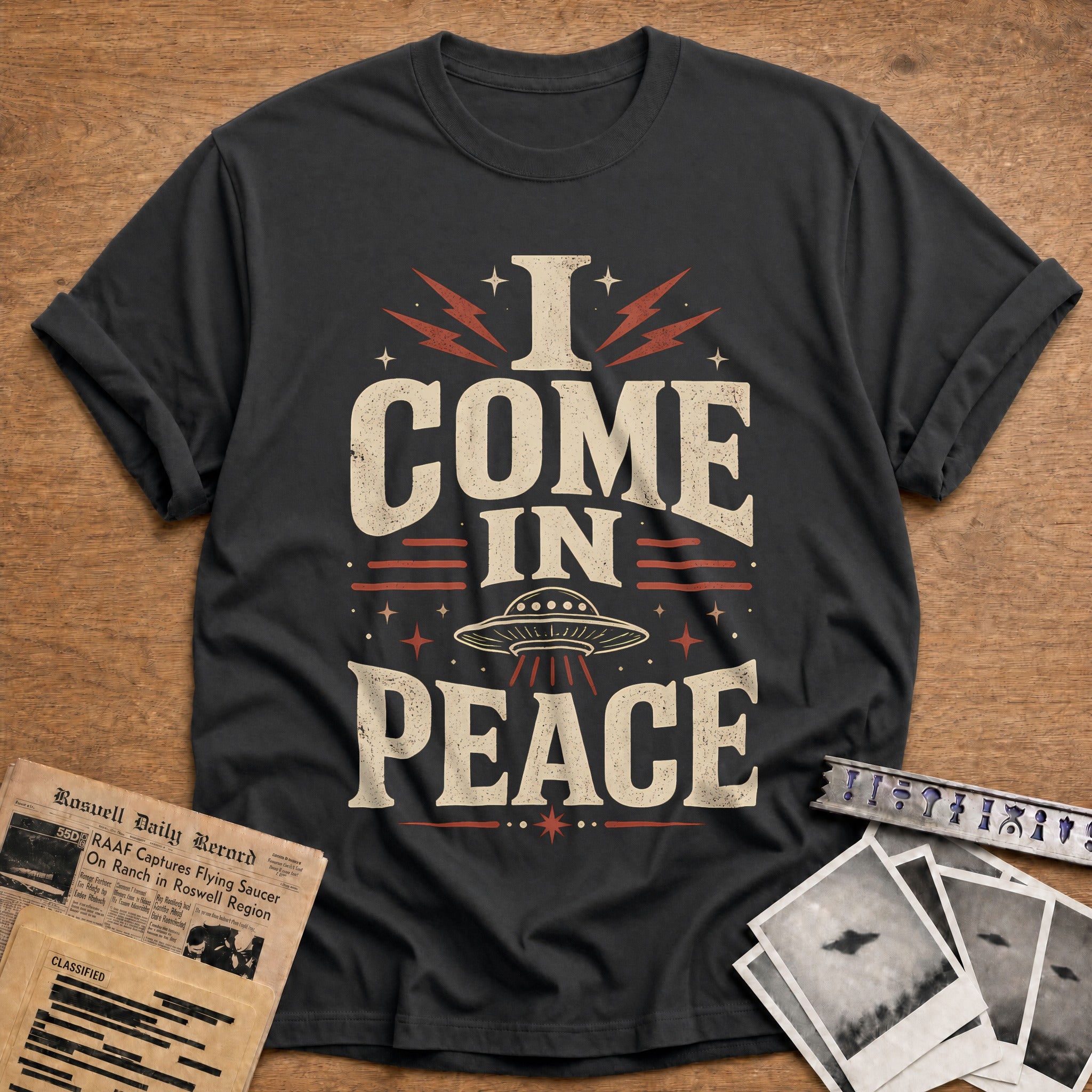 I Come In Peace 60 T-Shirt - Charcoal