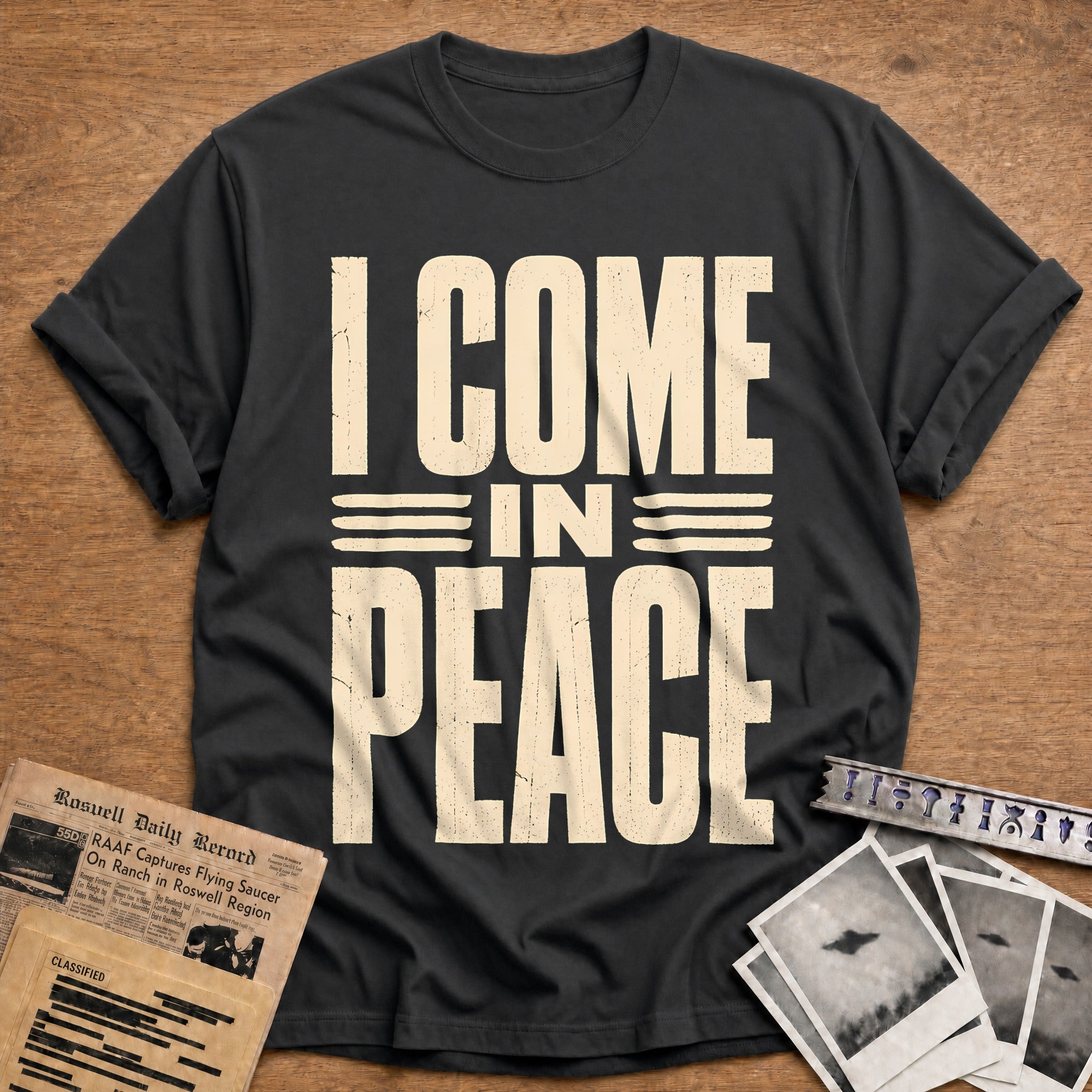 I Come In Peace 77 T-Shirt - Charcoal