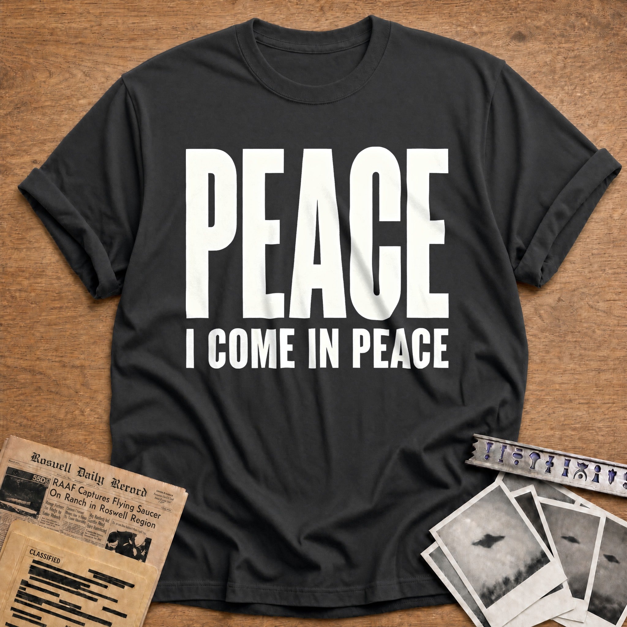 I Come In Peace 90 T-Shirt - Charcoal