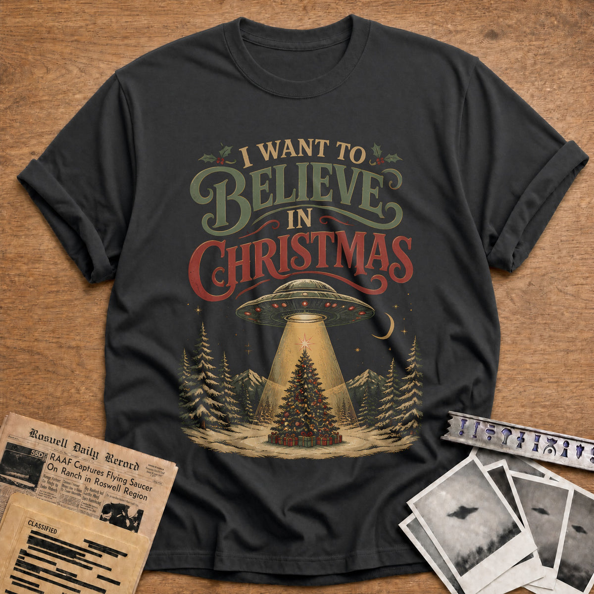 I Want To Believe In Christmas 68 T-Shirt - Charcoal
