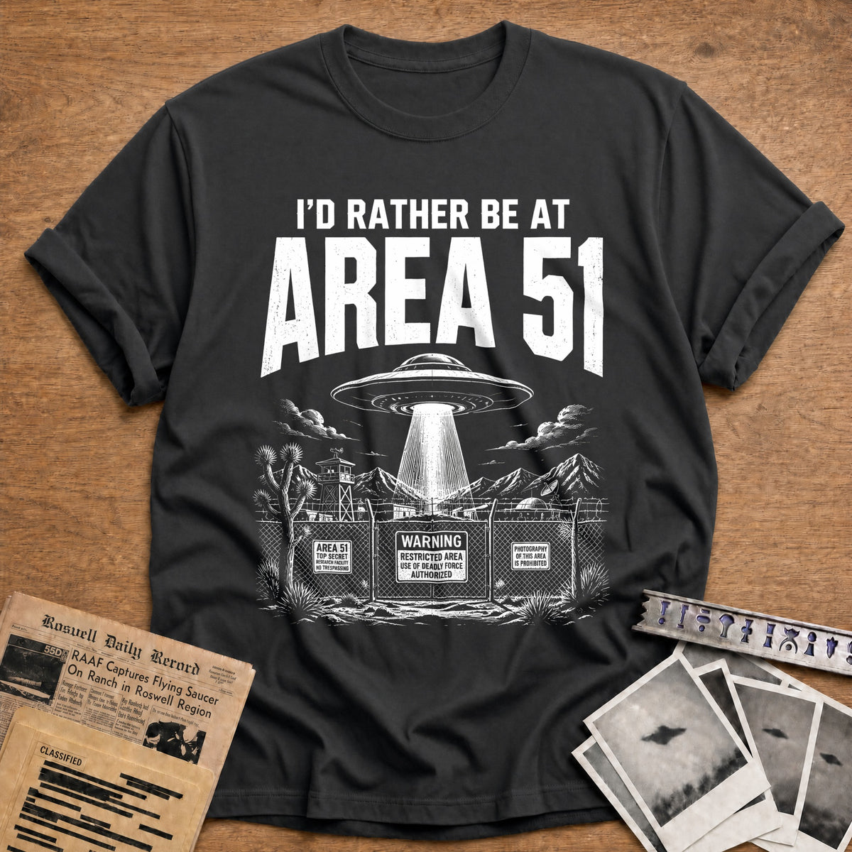 I'd Rather Be At Area 51 38 T-Shirt - Charcoal