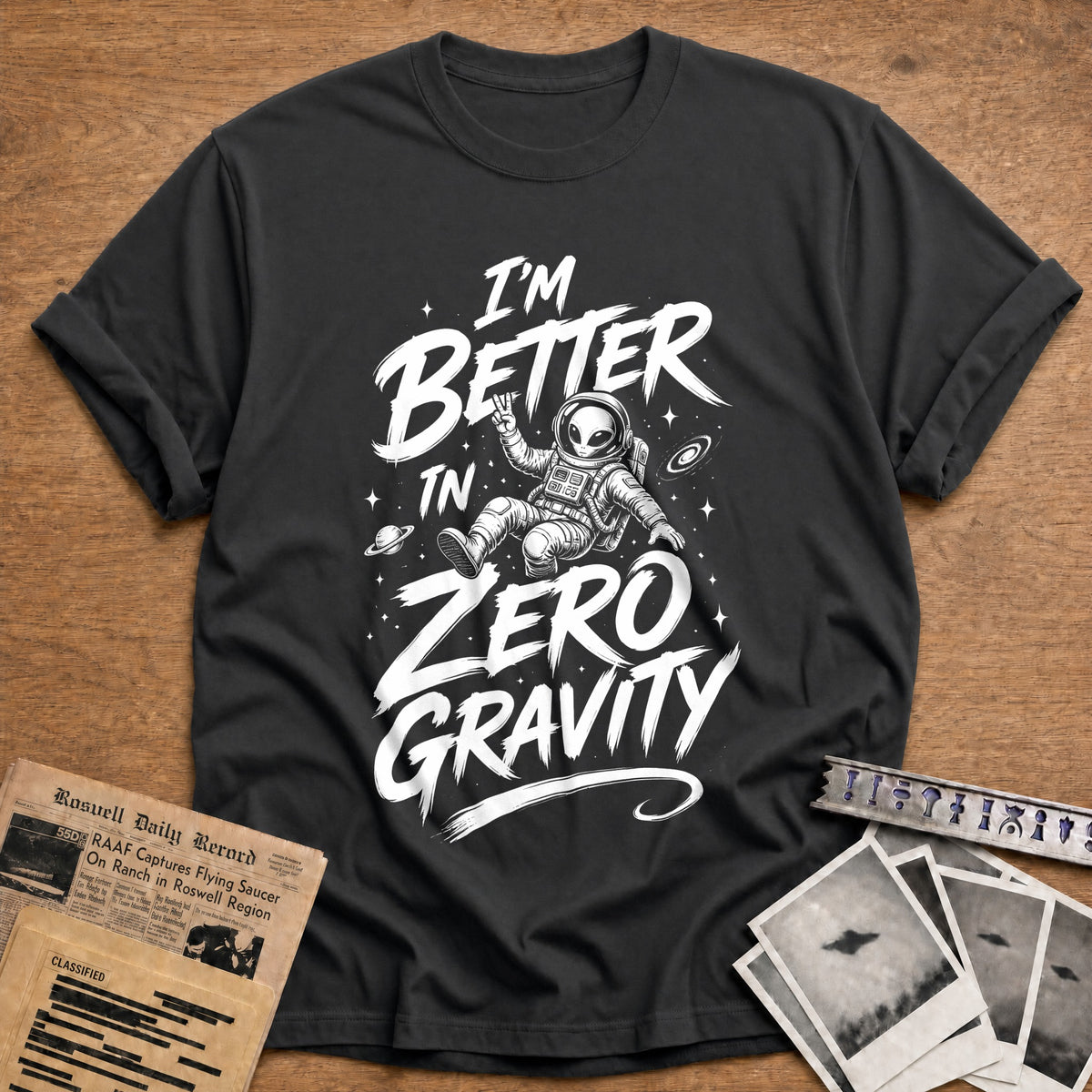 I'm Better In Zero Gravity 86 T-Shirt - Charcoal