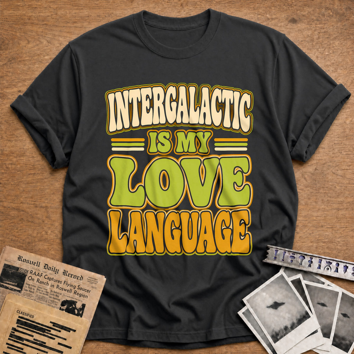 Intergalactic Is My Love Language 42 T-Shirt - Charcoal