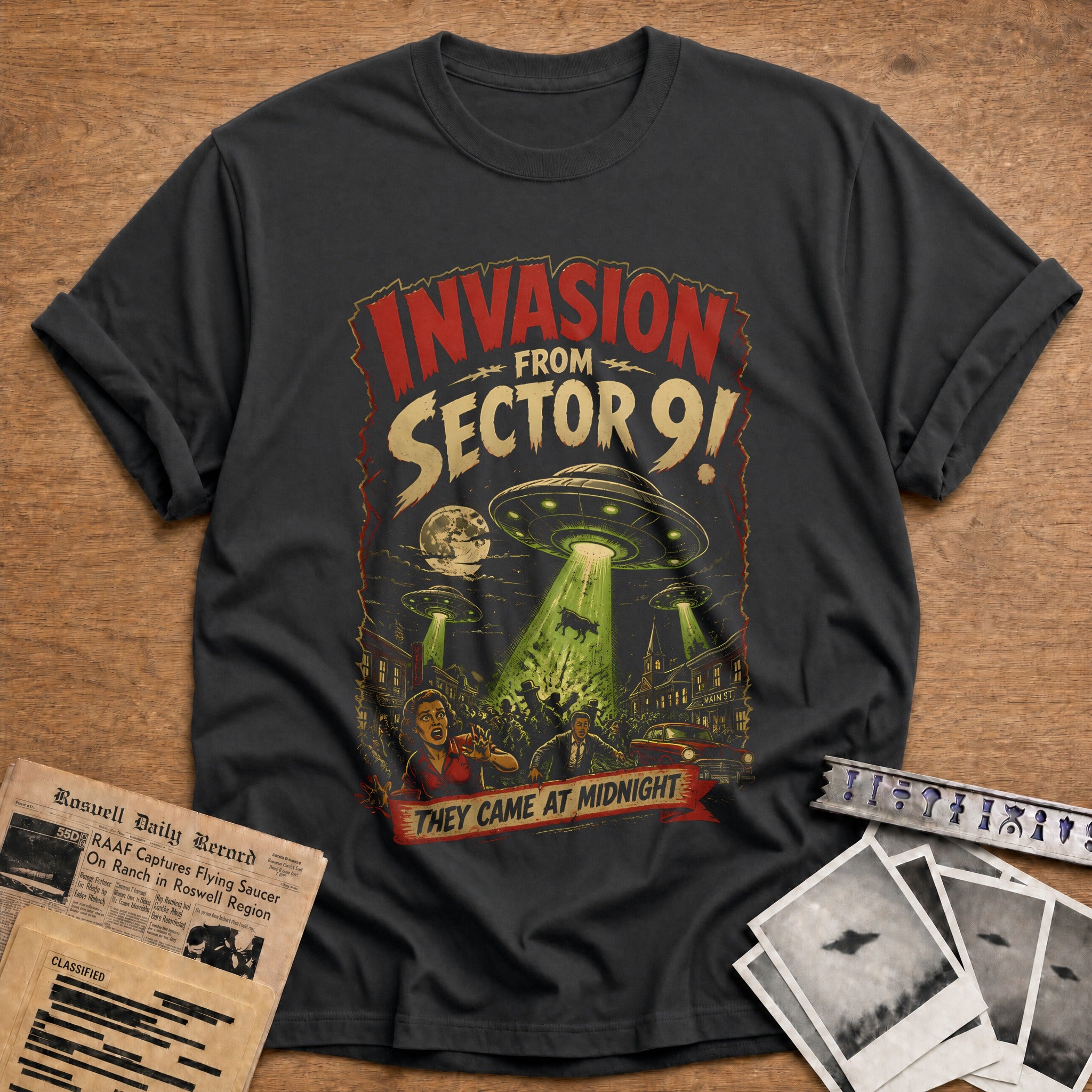 Invasion From Sector 9 43 T-Shirt - Charcoal