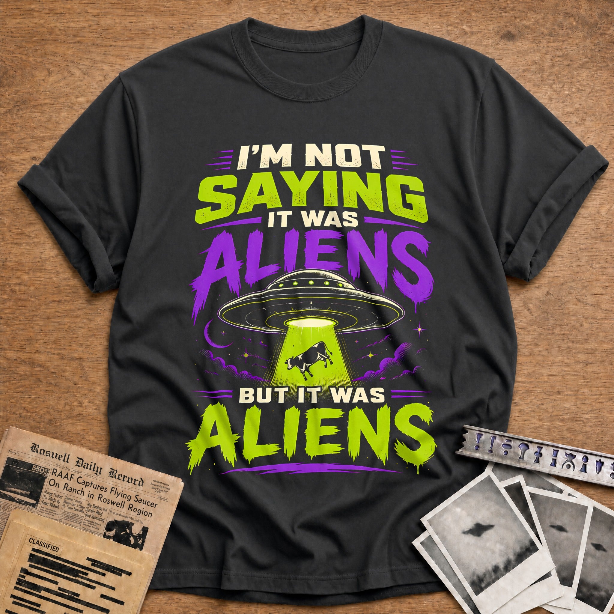 It Was Aliens (2) 69 T-Shirt - Charcoal
