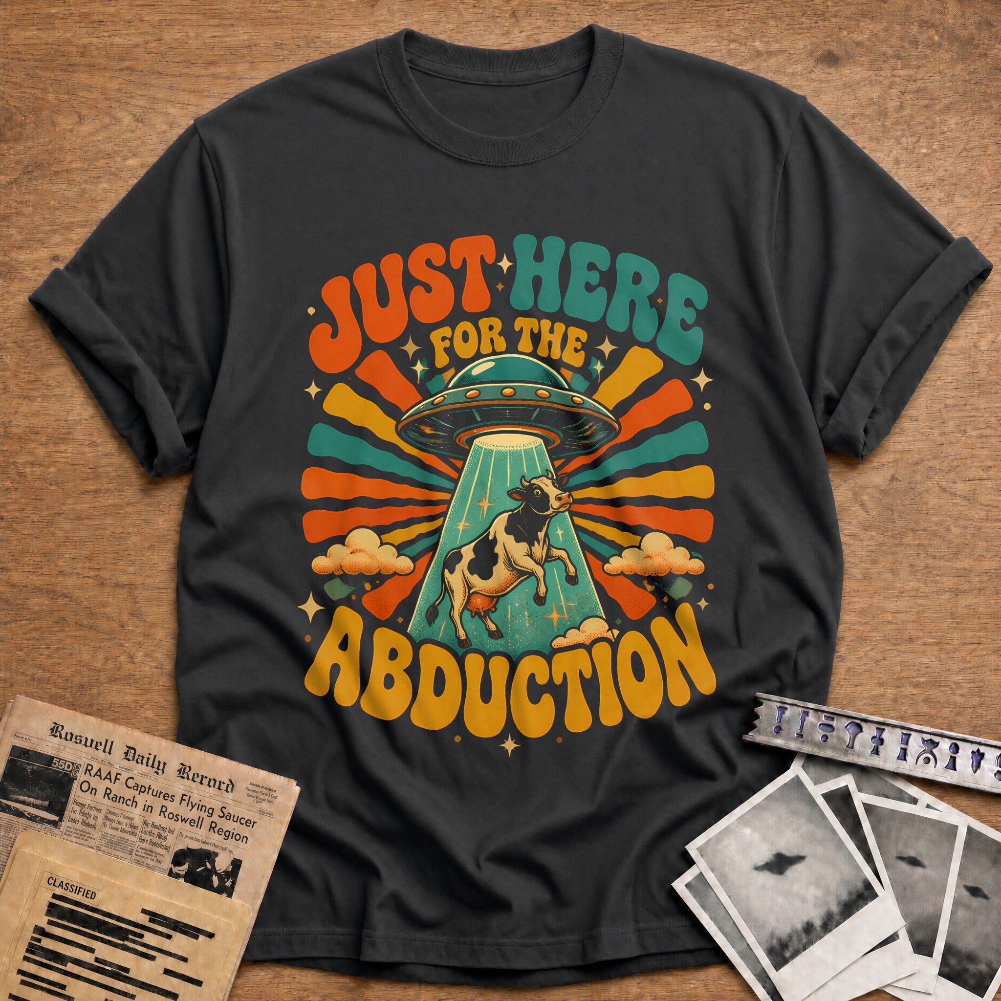 Just Here For The Abduction 72 T-Shirt - Charcoal