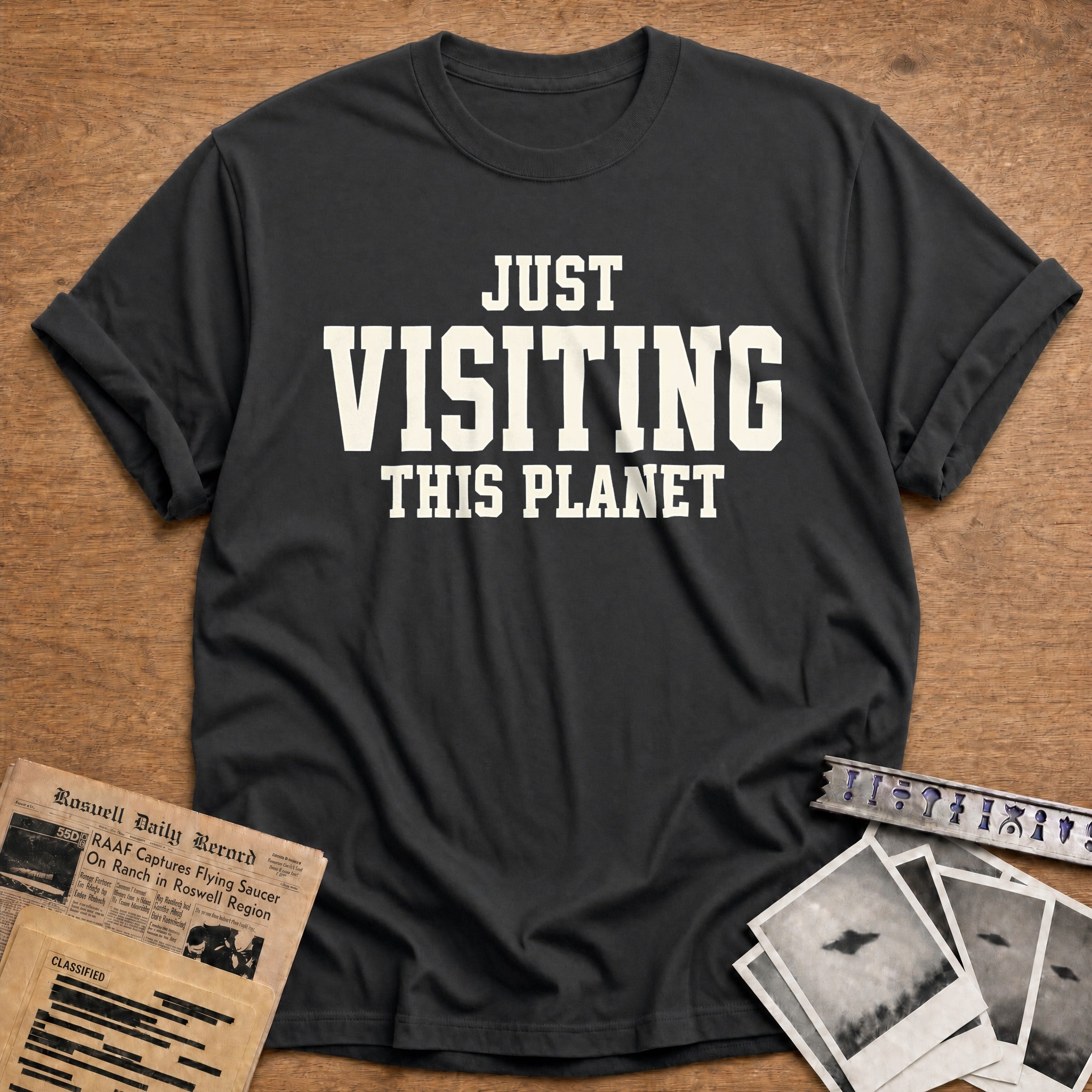 Just Visiting This Planet 29 T-Shirt - Charcoal