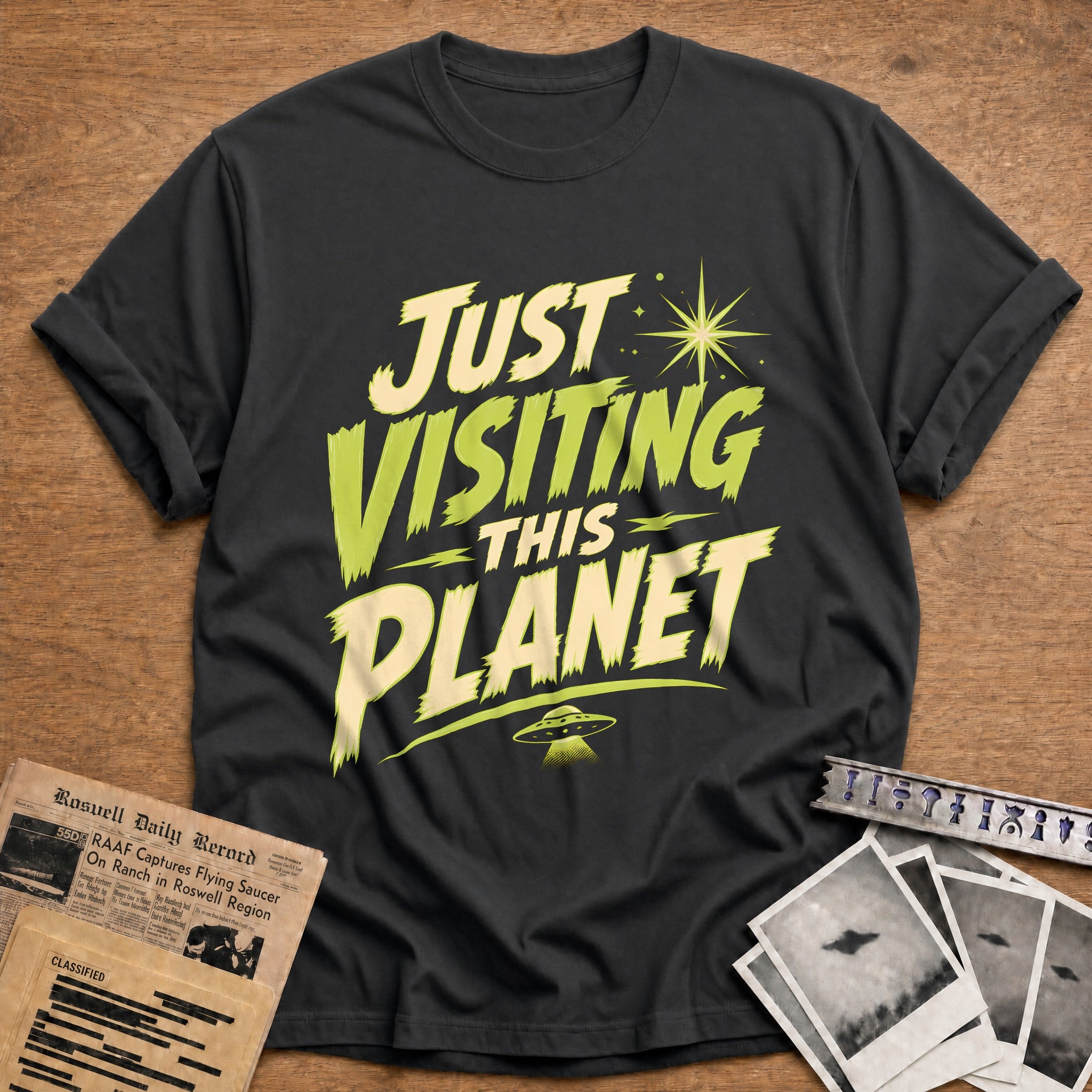 Just Visiting This Planet 88 T-Shirt - Charcoal