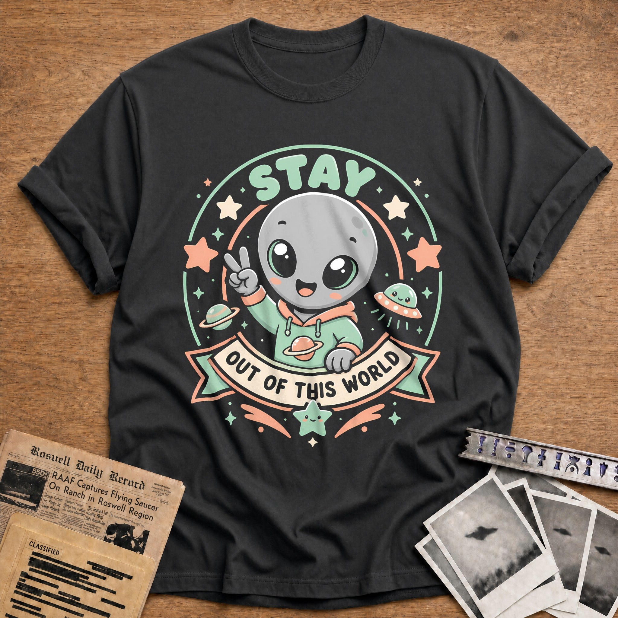 Kawaii Alien Mint 96 T-Shirt - Charcoal