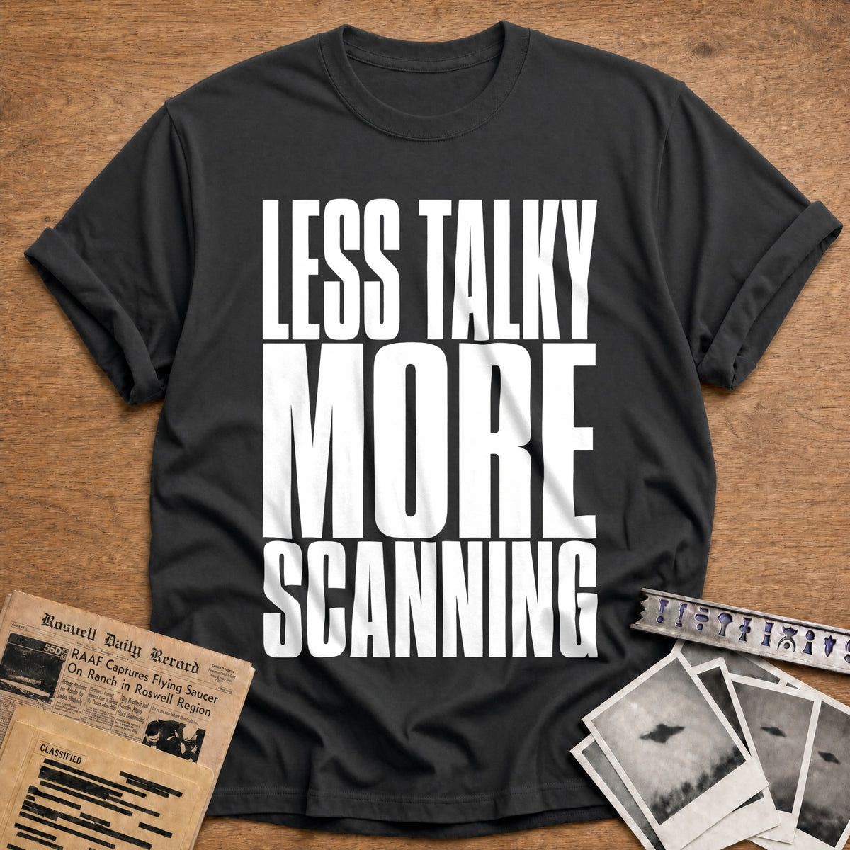Less Talky More Scanning 83 T-Shirt - Charcoal