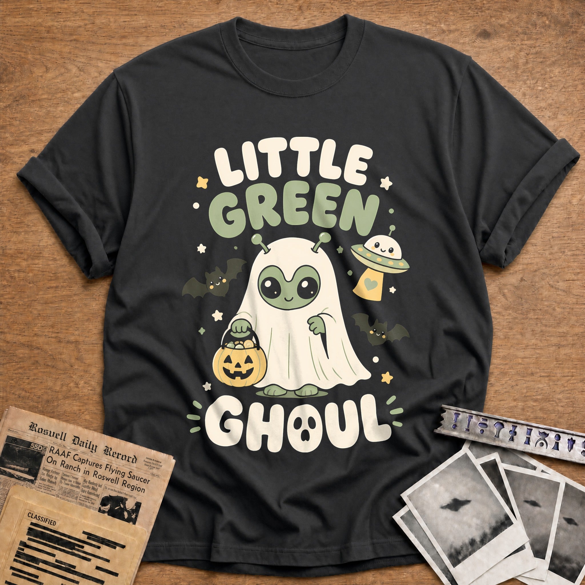 Little Green Ghoul Kawaii 25 T-Shirt - Charcoal