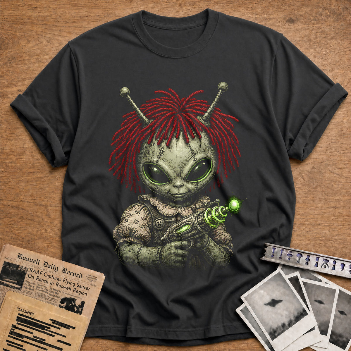 Little Green Man 66 T-Shirt - Charcoal