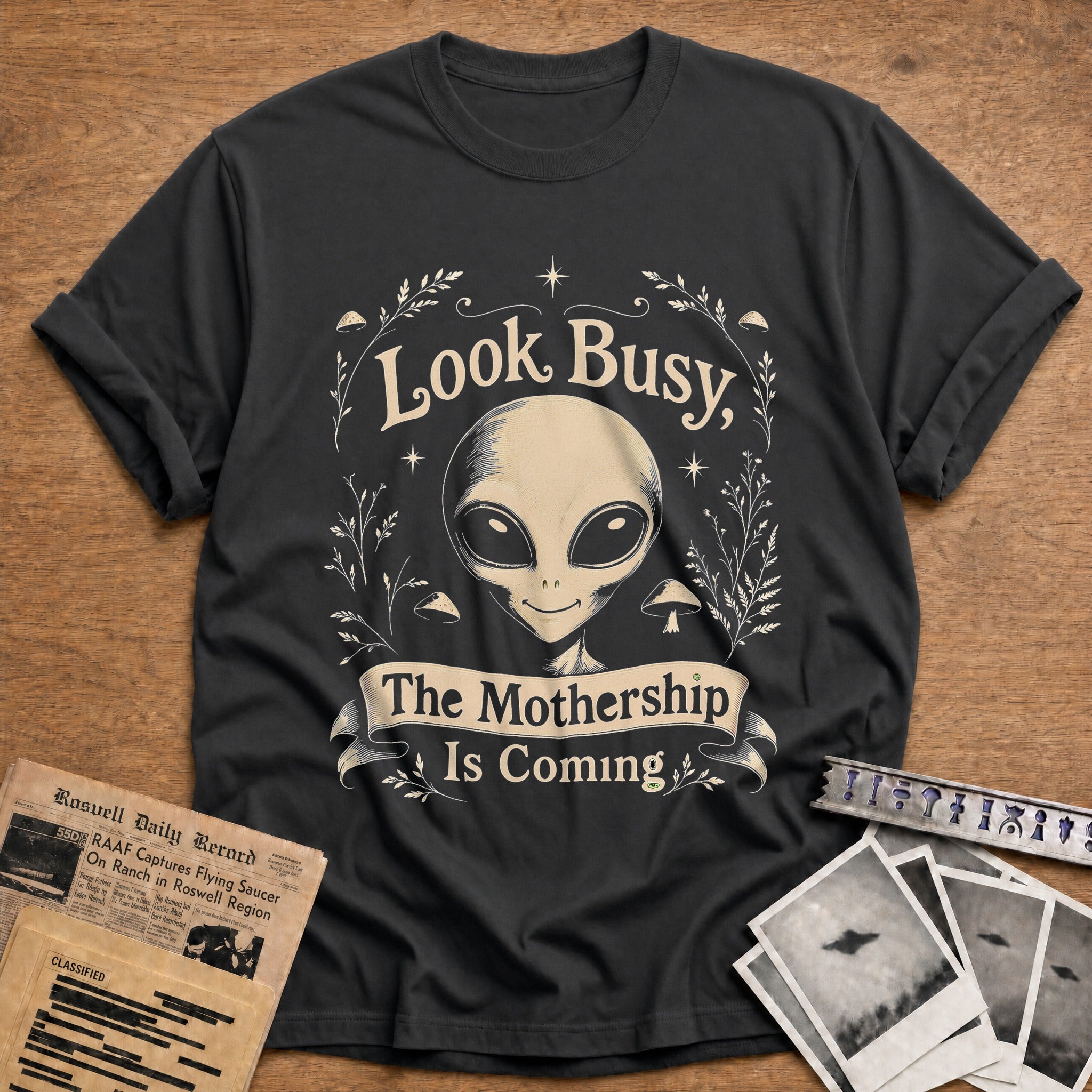 Look Busy The Mothership Is Coming 02 - Charcoal
