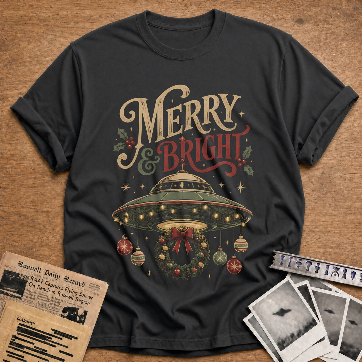 Merry And Bright 56 T-Shirt - Charcoal