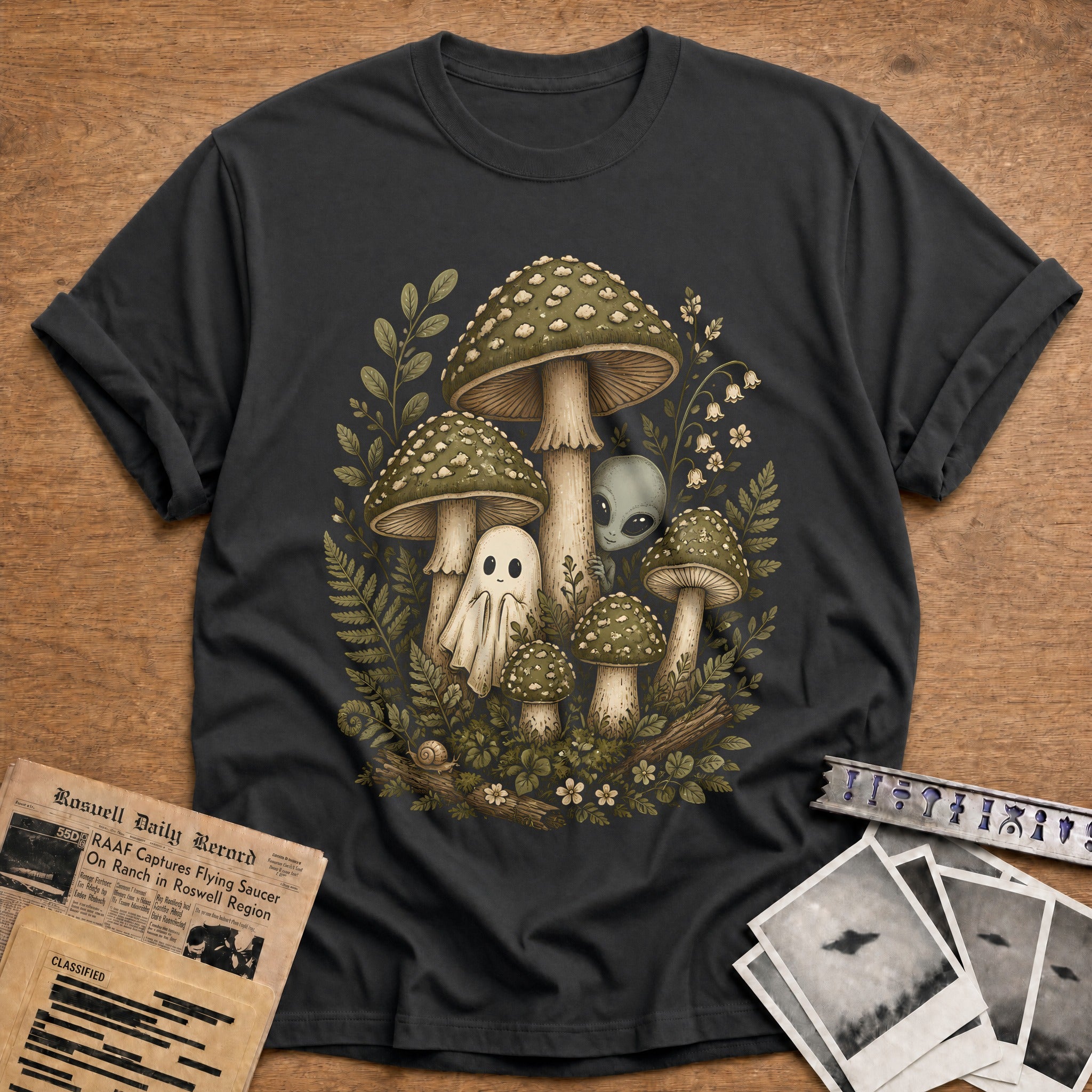 Mushroom Ghost Alien 16 - Charcoal