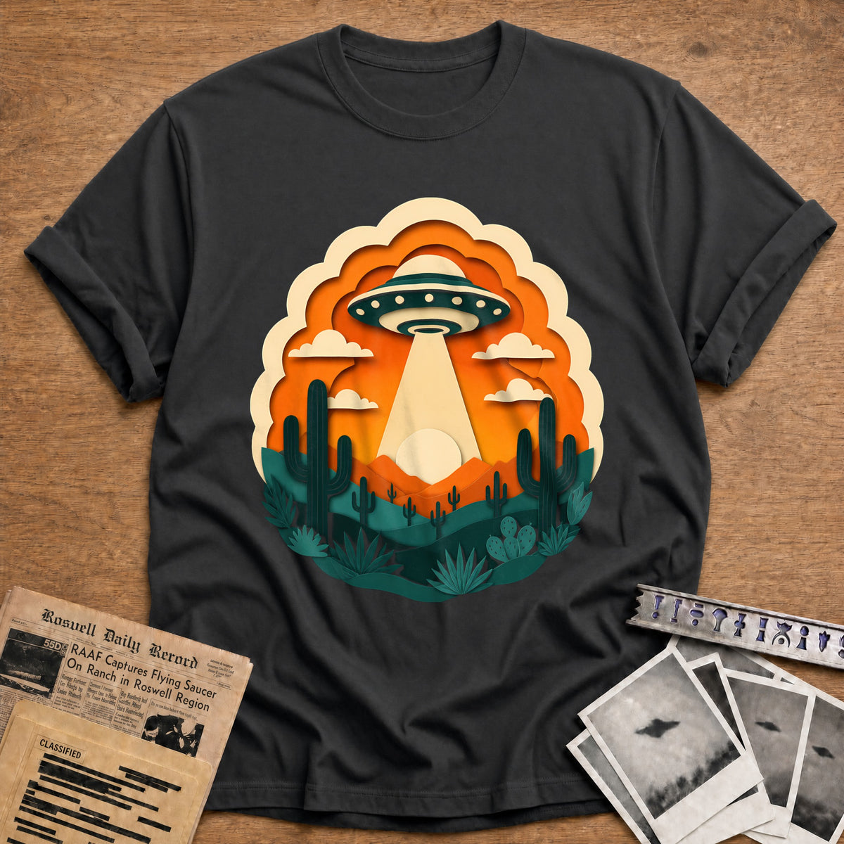 Papercut Cactus 29 T-Shirt - Charcoal