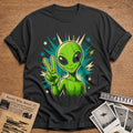 Peace Sign Alien Pop Art 50 T-Shirt - Charcoal