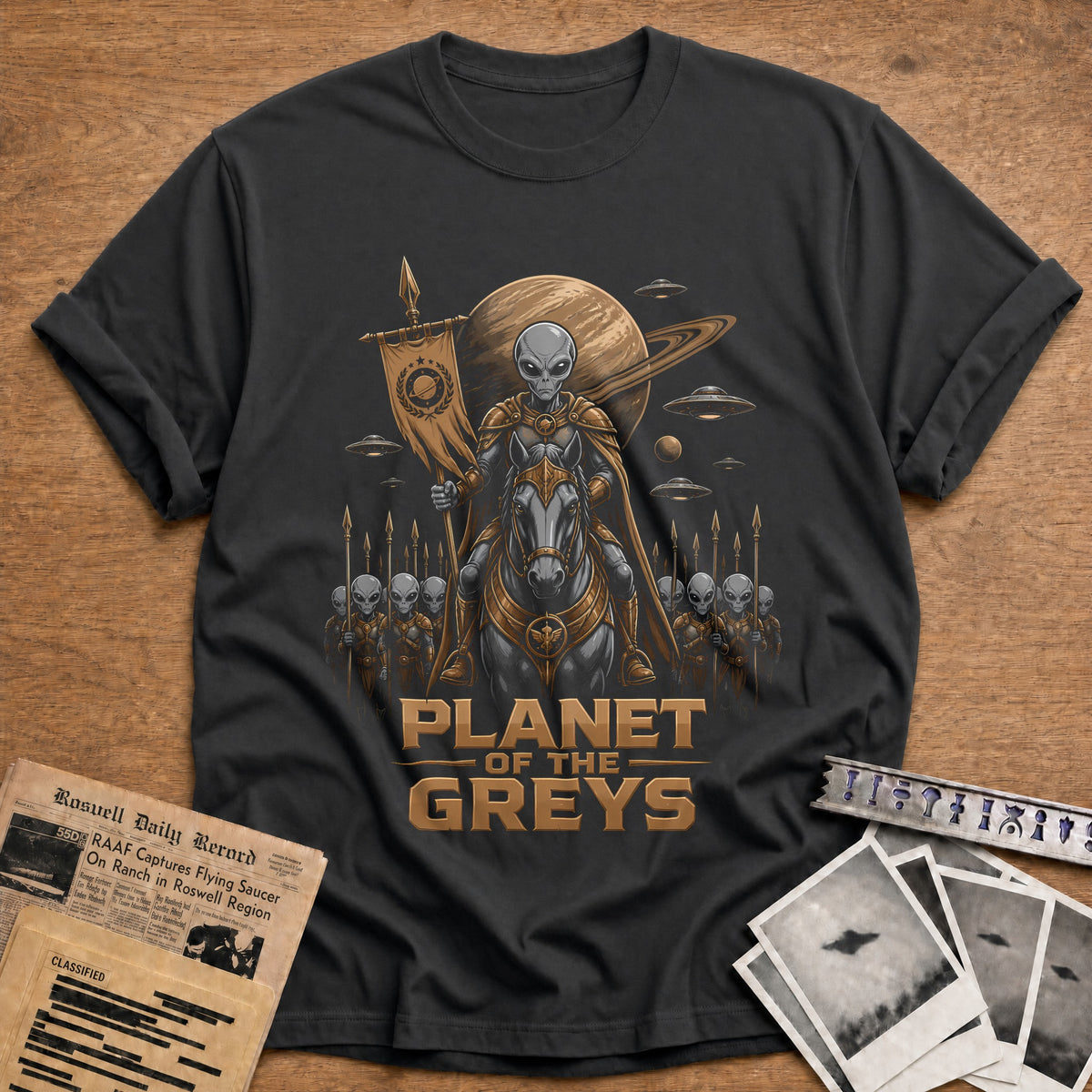Planet Of The Greys 61 T-Shirt - Charcoal