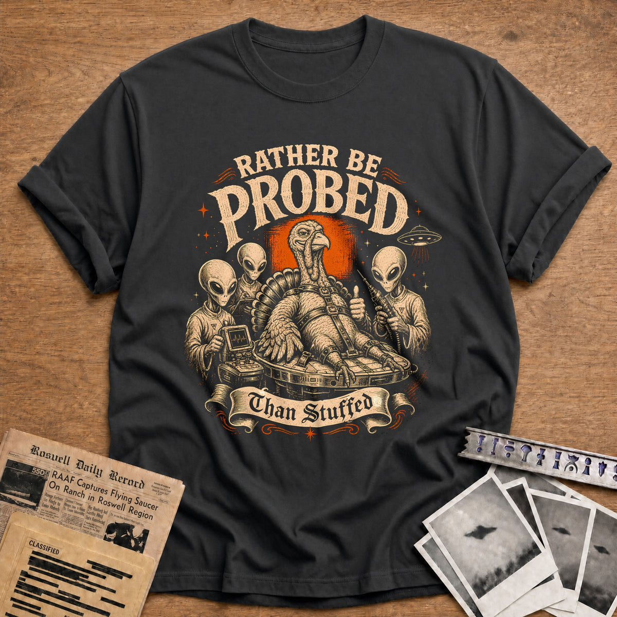 Rather Be Probed Than Stuffed 3 T-Shirt - Charcoal