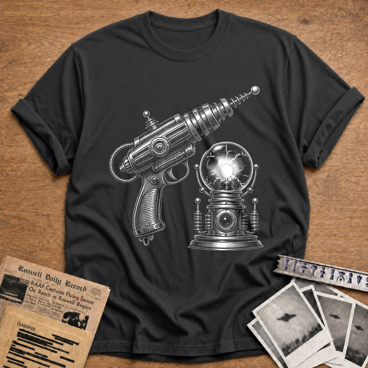 Ray Gun And Plasma Orb 79 T-Shirt - Charcoal