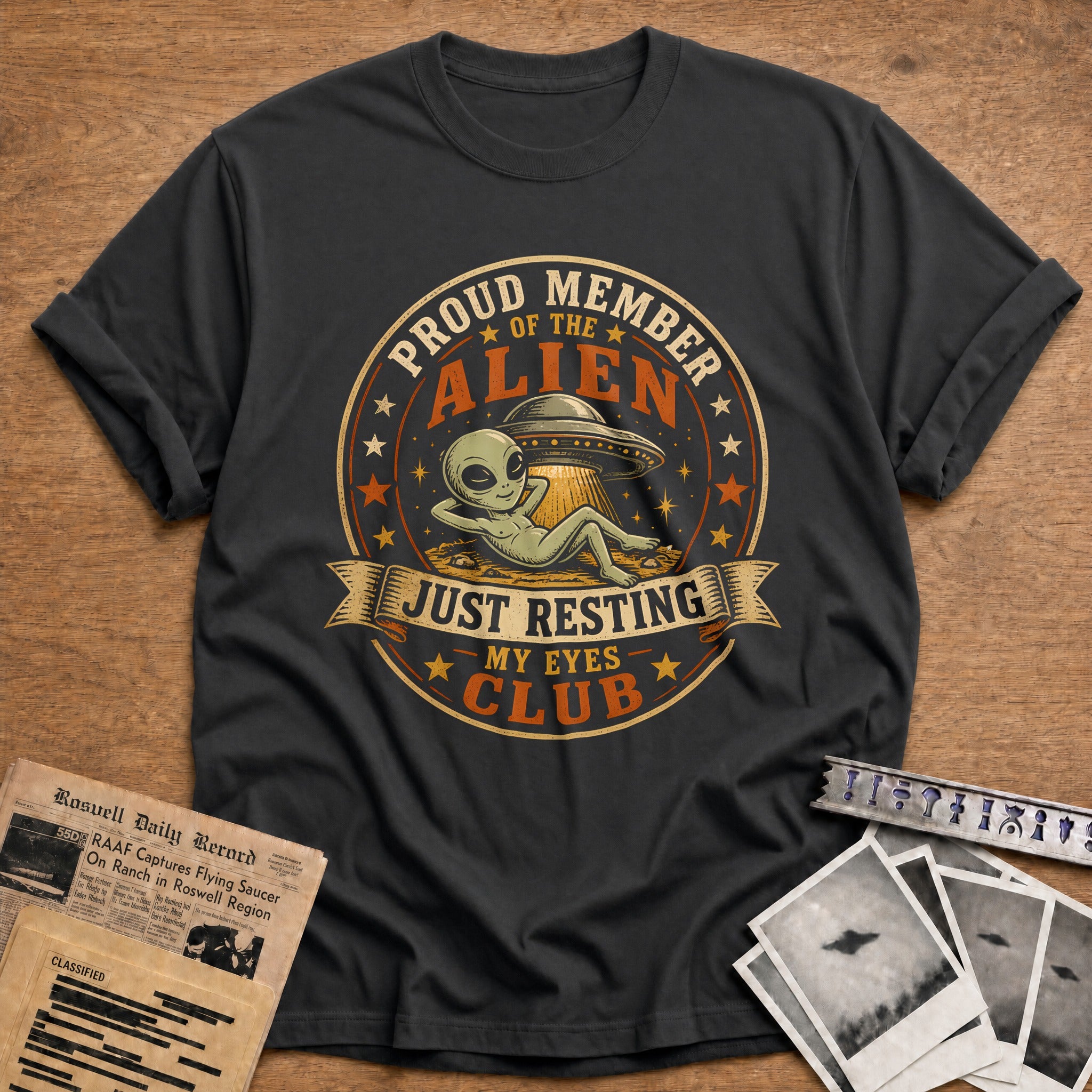 Resting Eyes Club 47 T-Shirt - Charcoal
