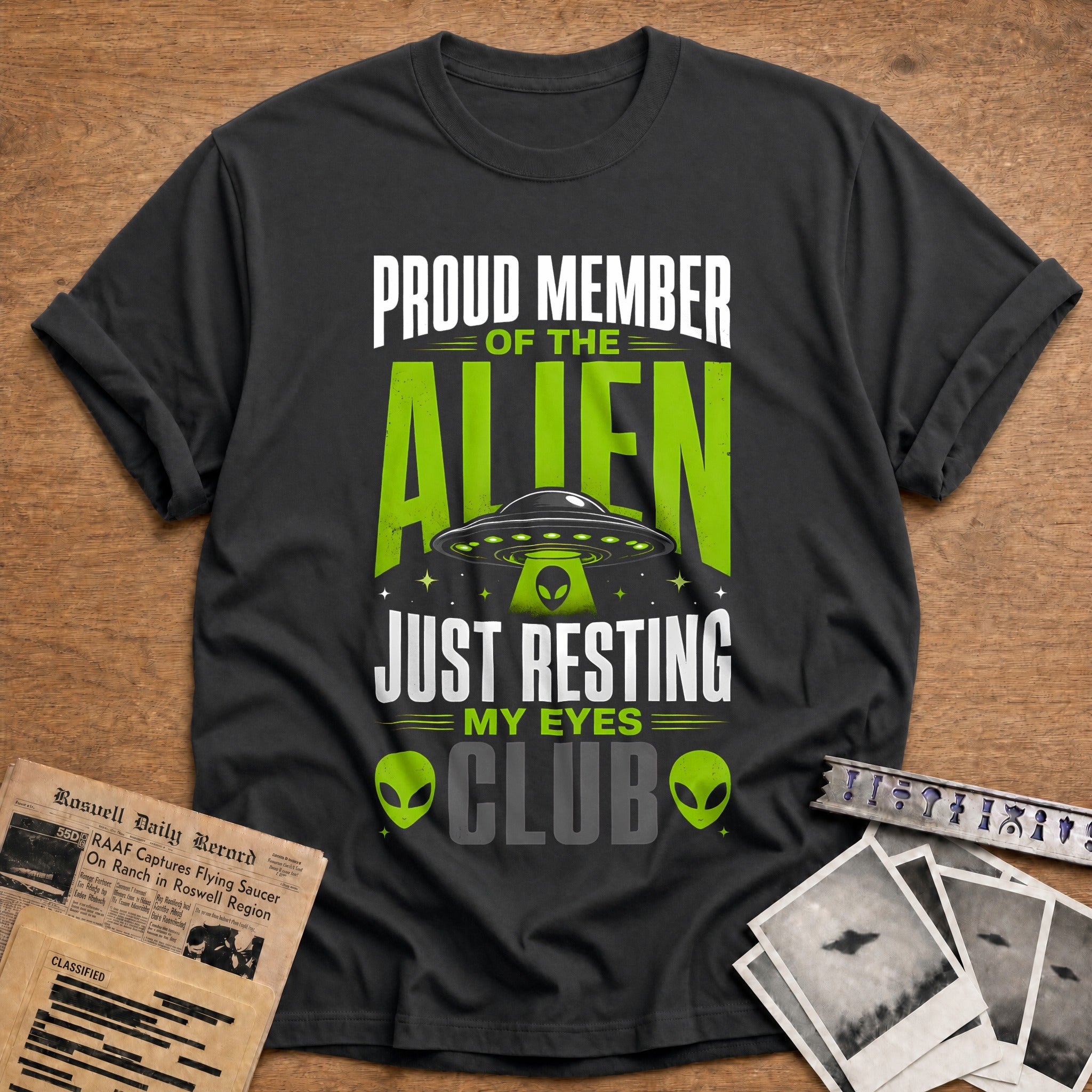 Resting Eyes Club 77 T-Shirt - Charcoal