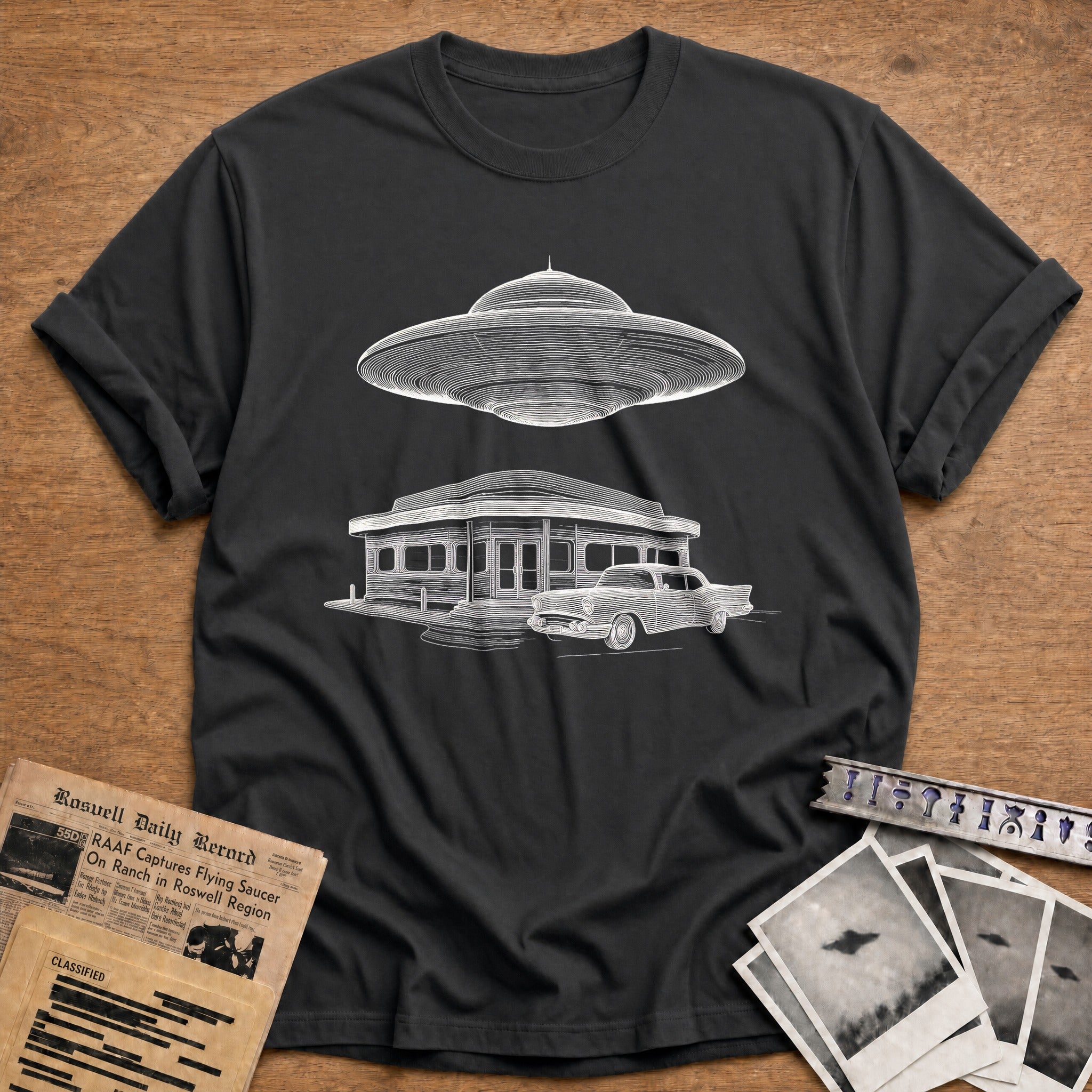 Retro Diner Abduction - Charcoal