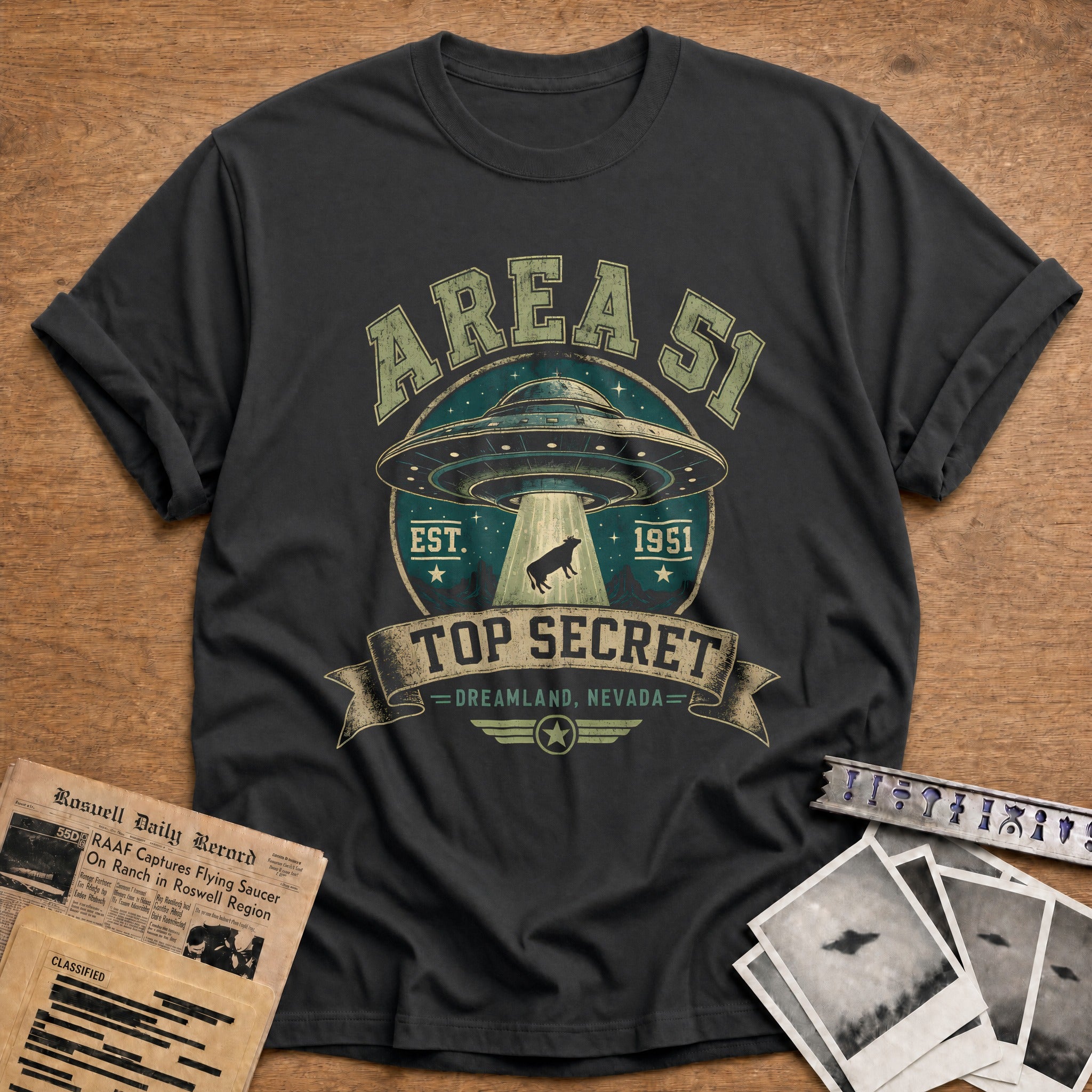 Retro Varsity Saucer 78 T-Shirt - Charcoal