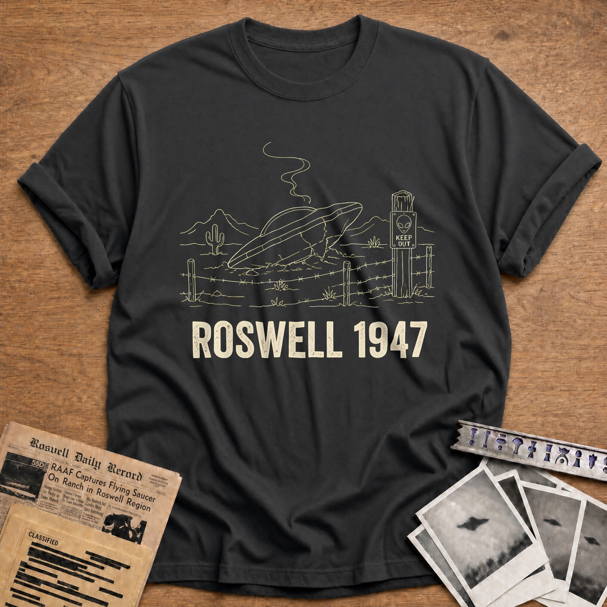 Roswell 1947 70 T-Shirt - Charcoal