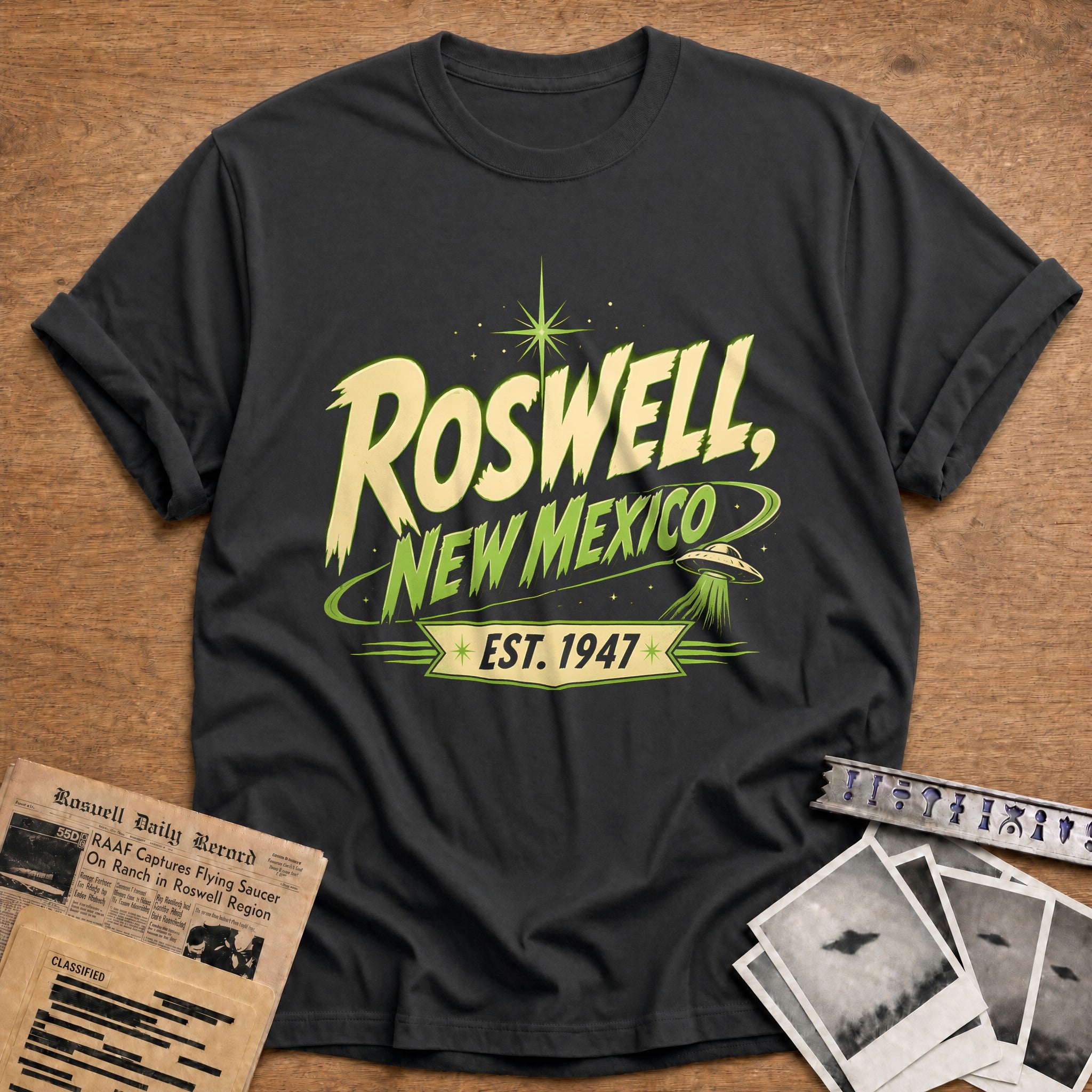 Roswell Est 1947 40 T-Shirt - Charcoal