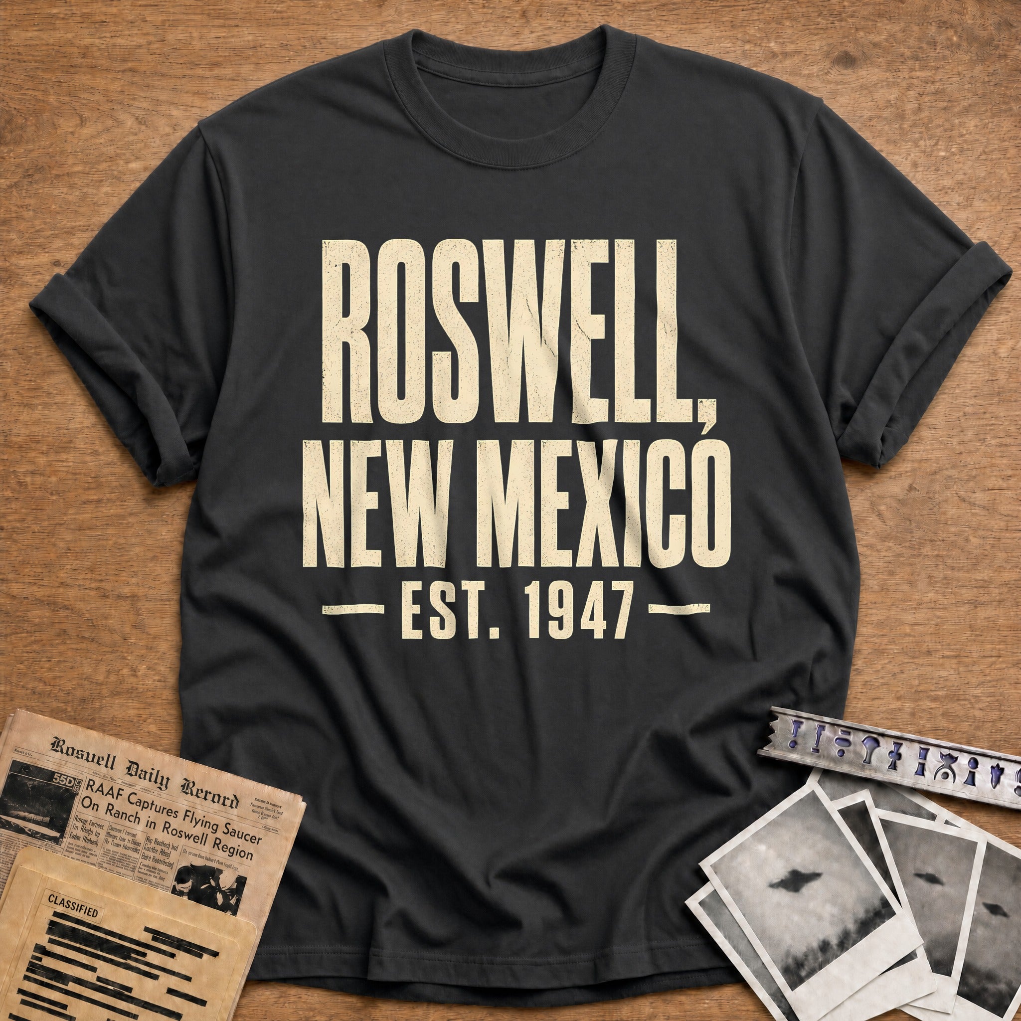Roswell Est 1947 90 T-Shirt - Charcoal