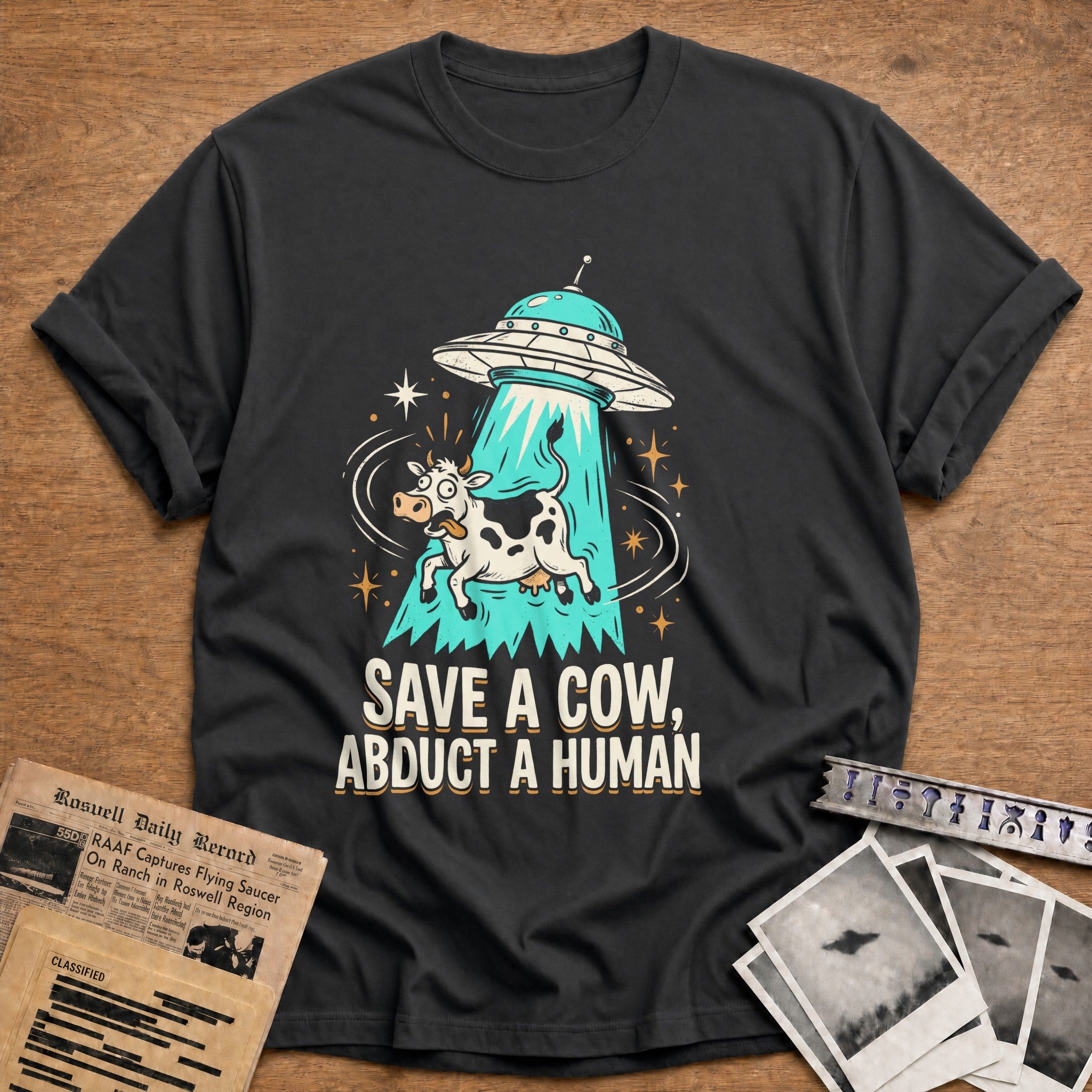 Save A Cow Abduct A Human - Charcoal
