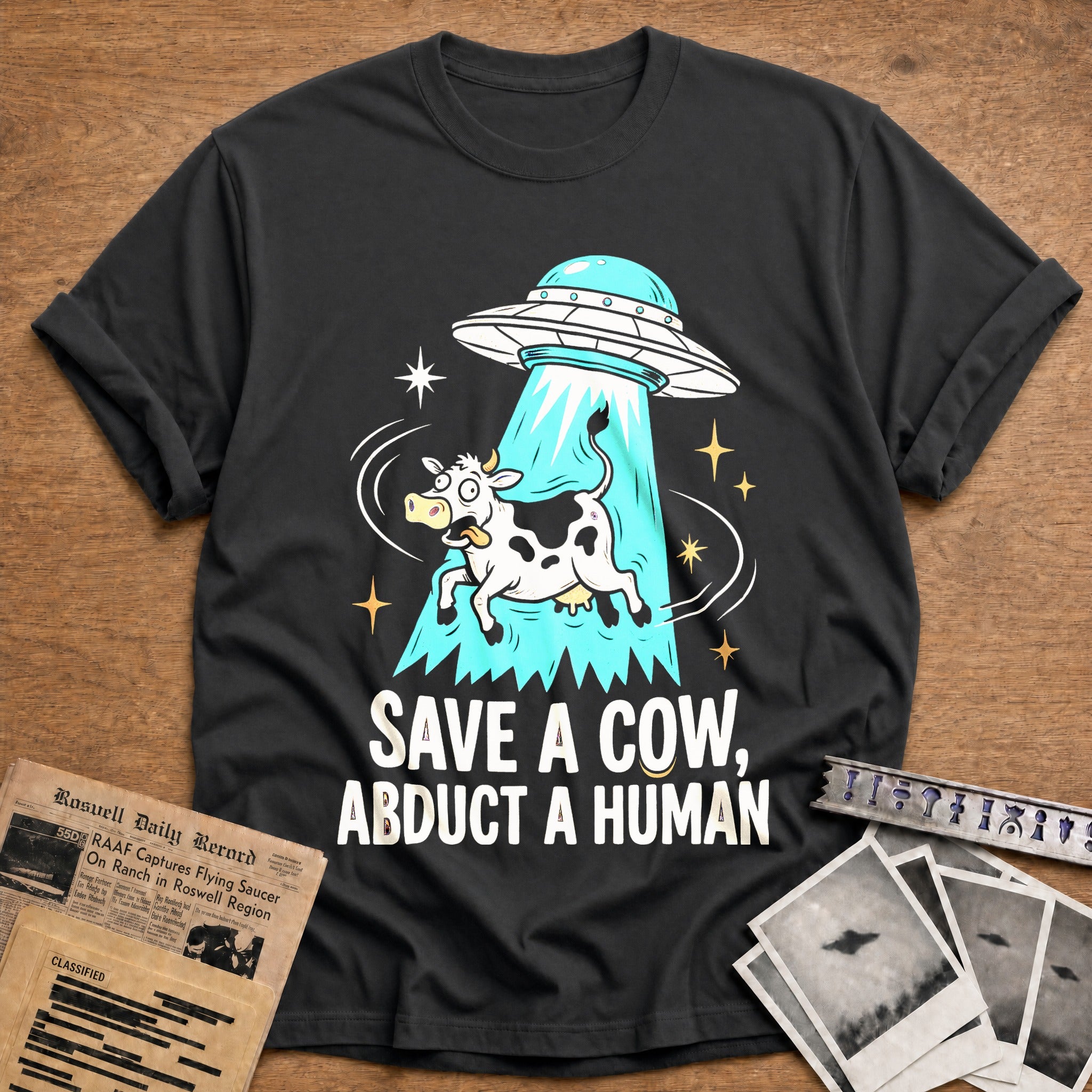 Save A Cow, Abduct A Human - Charcoal