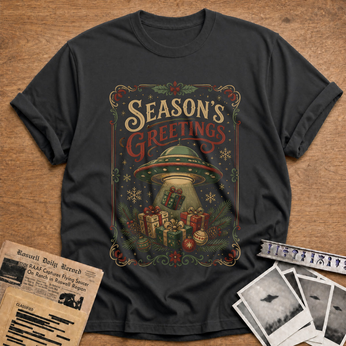 Season's Greetings 64 T-Shirt - Charcoal