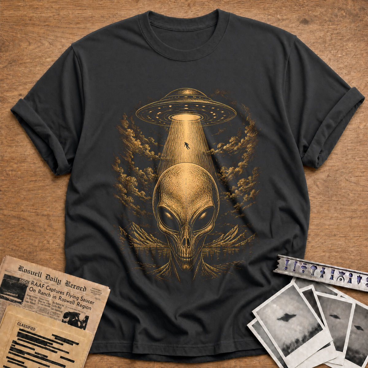 Skull Abduction Beam 79 T-Shirt - Charcoal