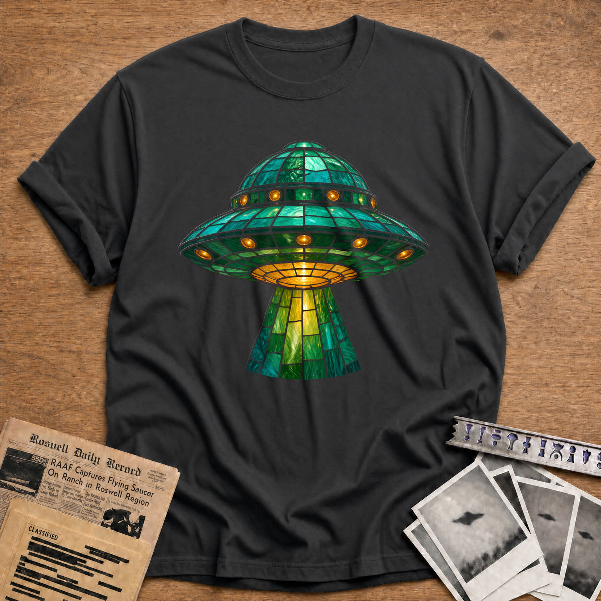 Stained Glass UFO 23 T-Shirt - Charcoal
